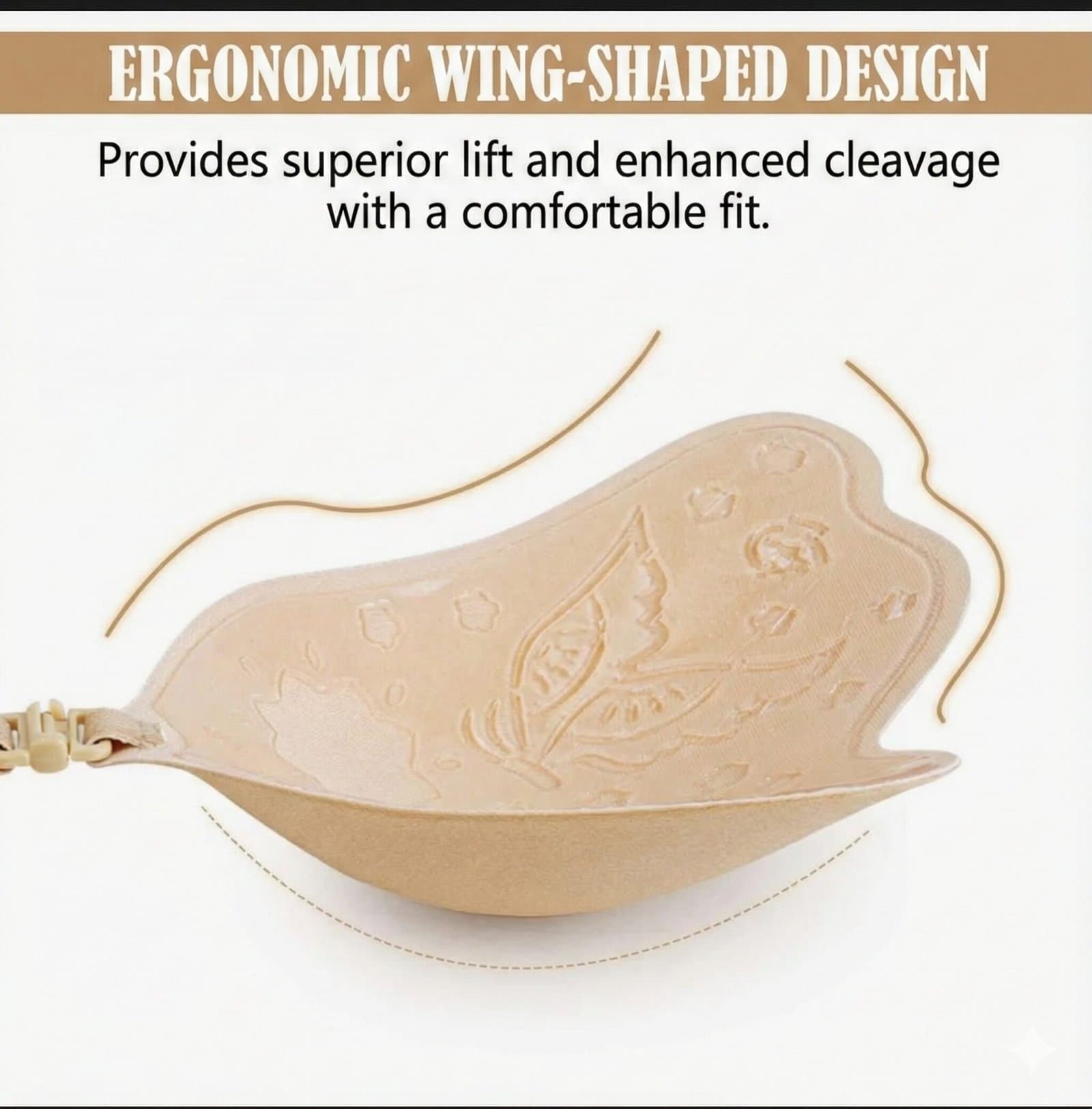 Invisible Wing-Shaped Strapless Adhesive Push-Up Bra – Nude — image 3