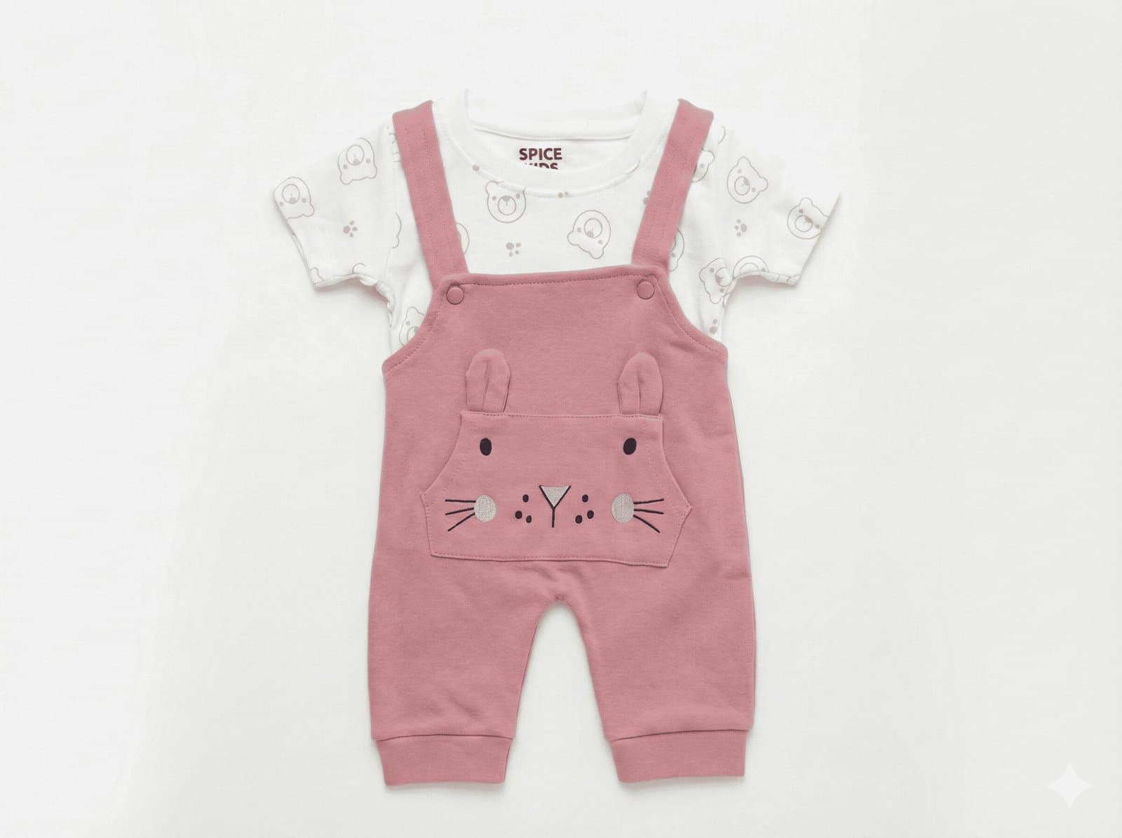SPICE KIDS  BABY Dusty Pink Bunny Dungaree Set — image 2