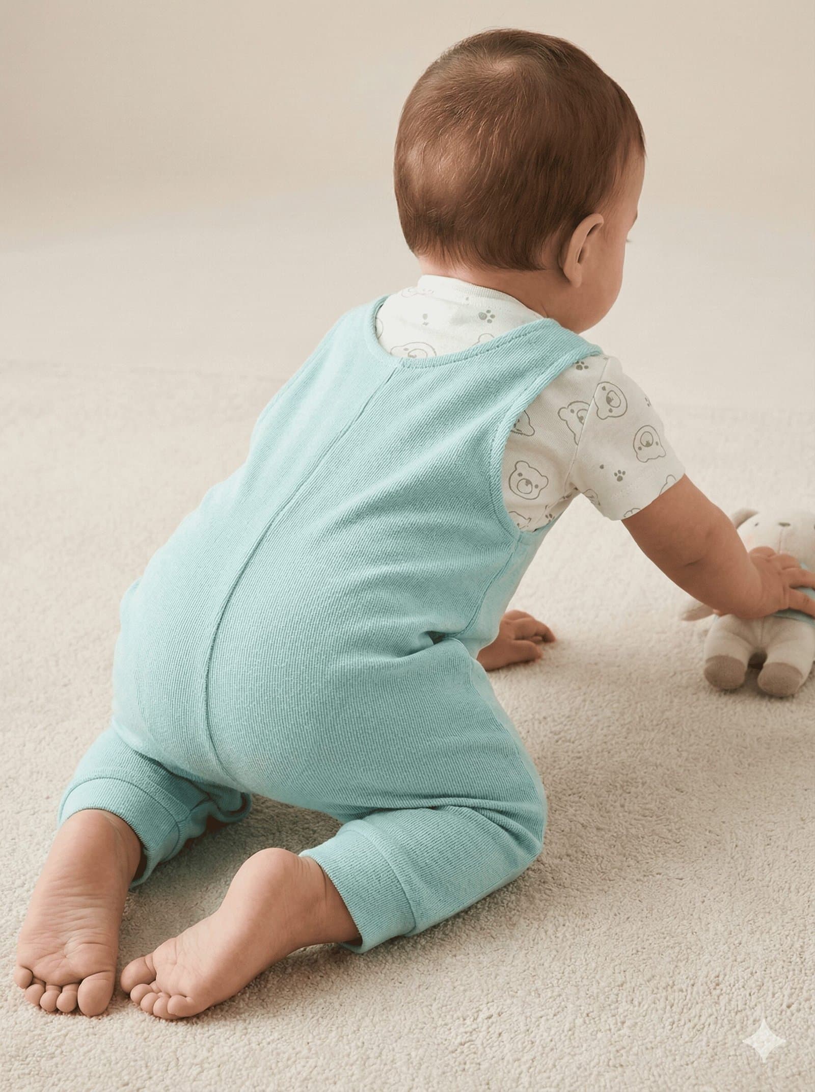 Mint Green Knitted Dungaree Set with Bunny Embroidery and Printed Tee — image 2
