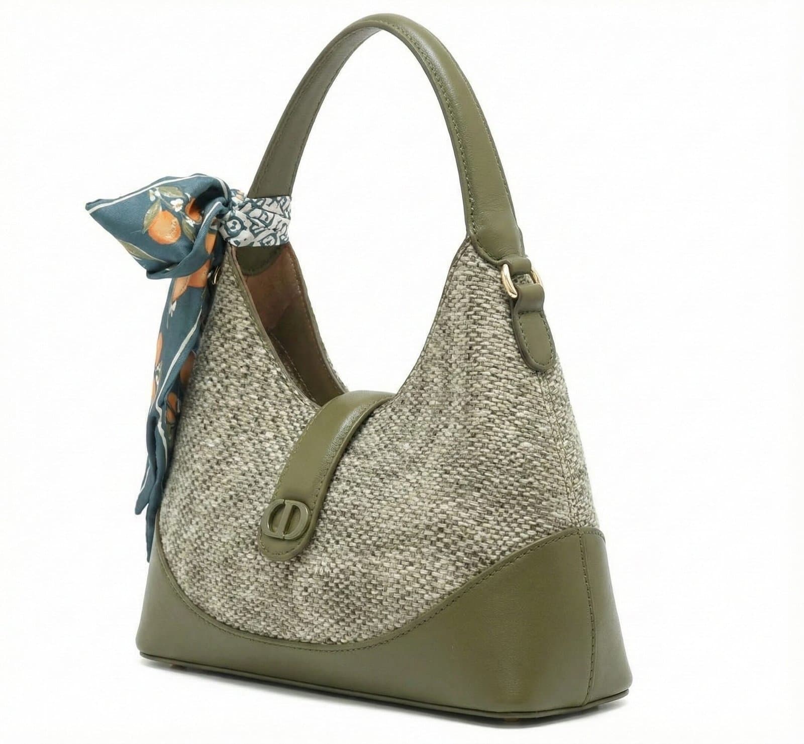 The Scarf-Accented Textured Hobo – Olive Green — image 2