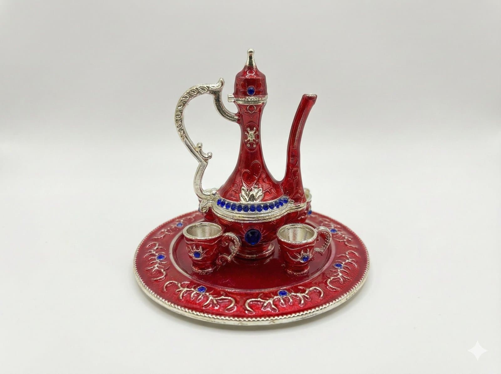 Royal Red & Silver Vintage-Style Decorative Turkish Coffee Set Souvenir — image 2