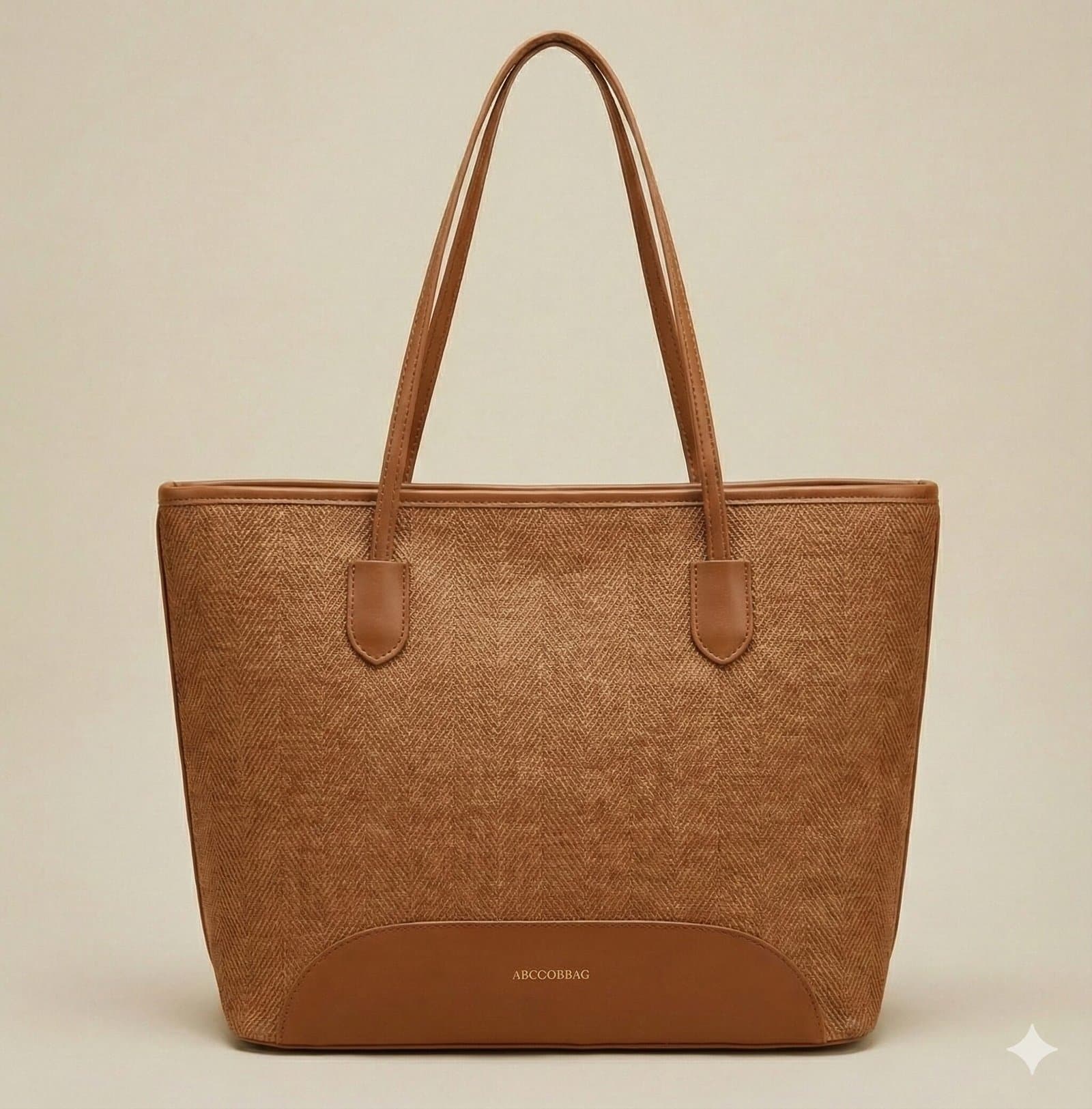 The Siena Herringbone Woven Tote Rust Brown — image 1