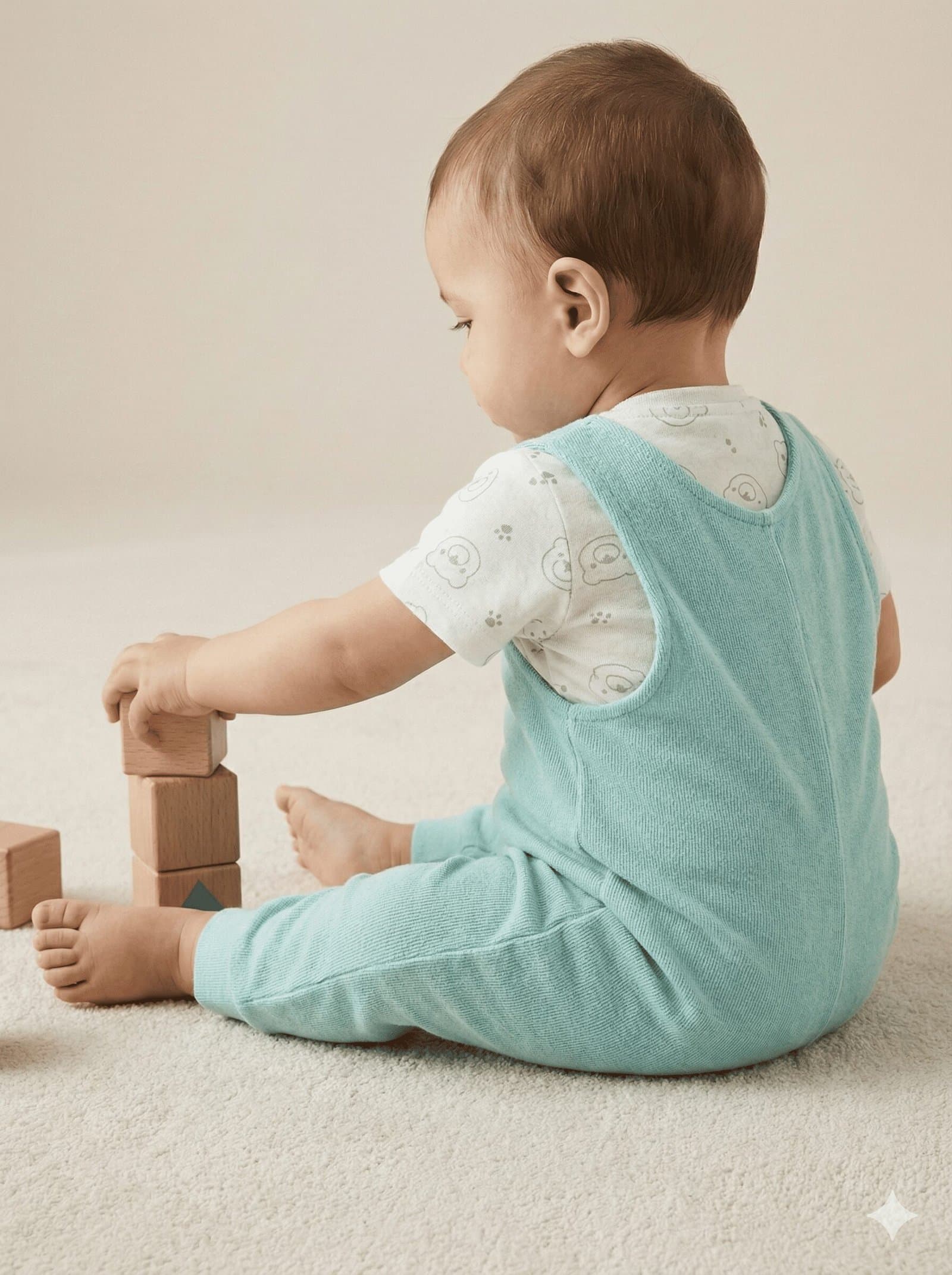 Mint Green Knitted Dungaree Set with Bunny Embroidery and Printed Tee — image 3