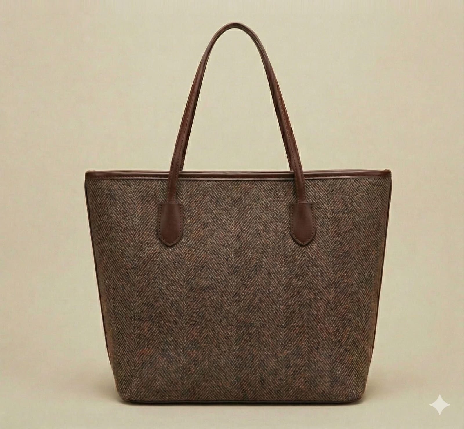 The Siena Herringbone Woven Tote Dark Chocolate — image 1