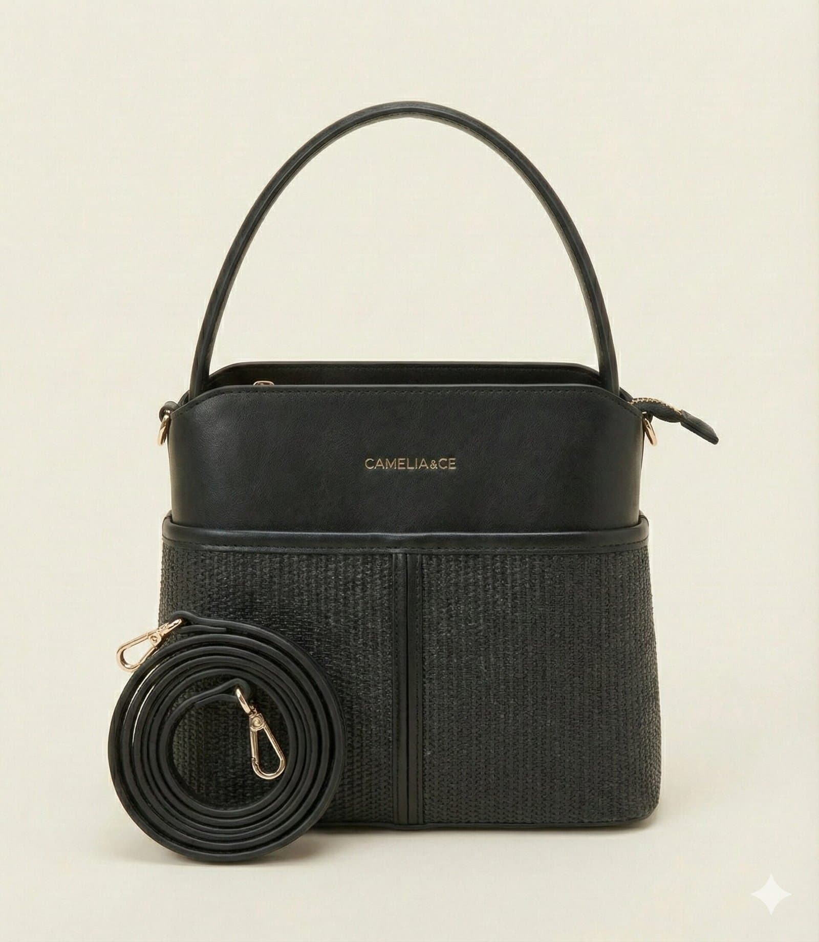 The Two-Tone Textured Satchel – Classic Black — image 1