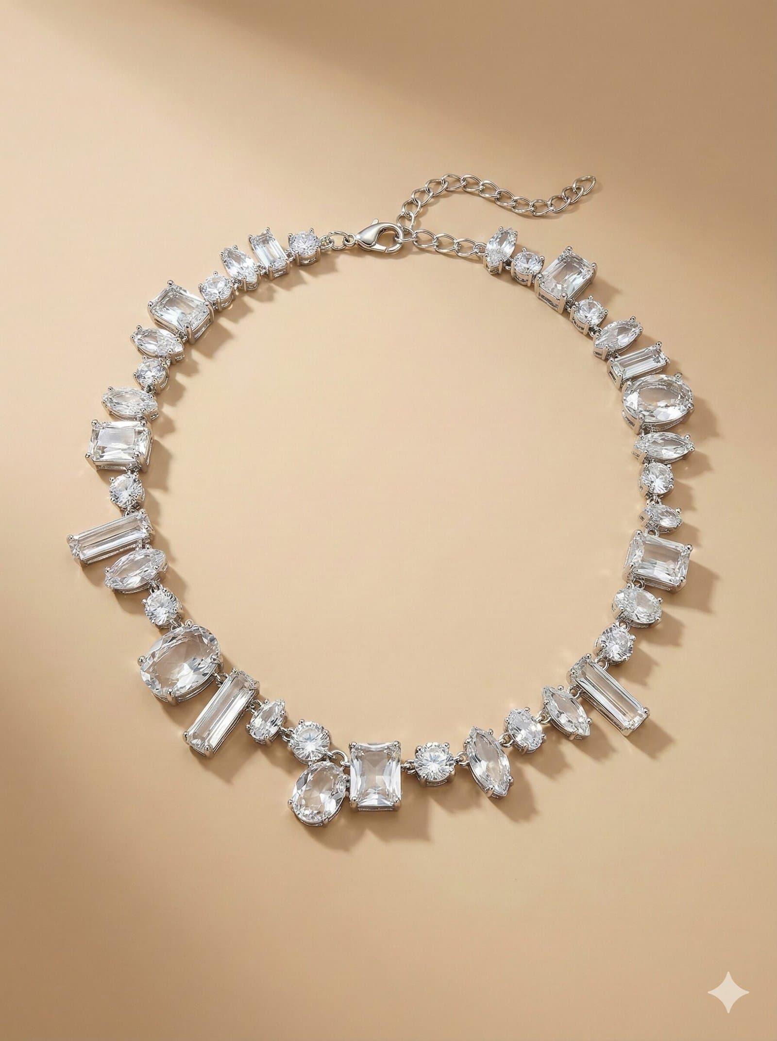 Silver-Tone Mixed-Cut Crystal Jewelry Set – Necklace, Bracelet & Double-Drop Earrings — image 2