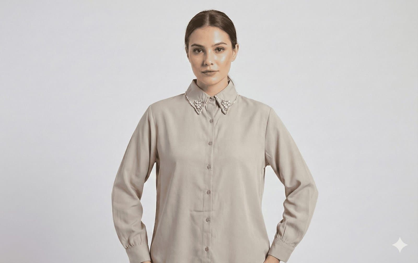 The Embellished Crystal Collar Shirt — image 1