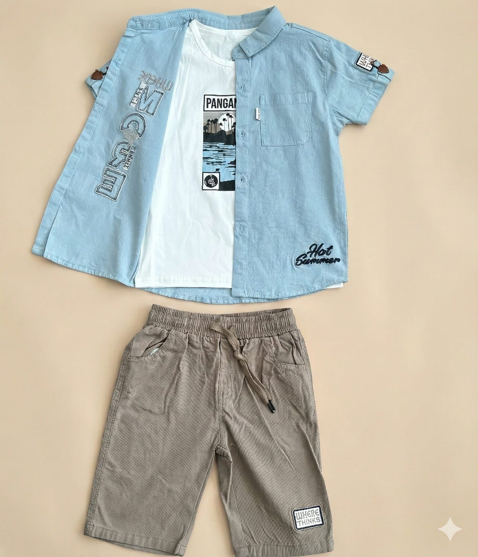 The 'Summer Explorer' Graphic 3-Piece Set – Sky Blue & Sand — image 3
