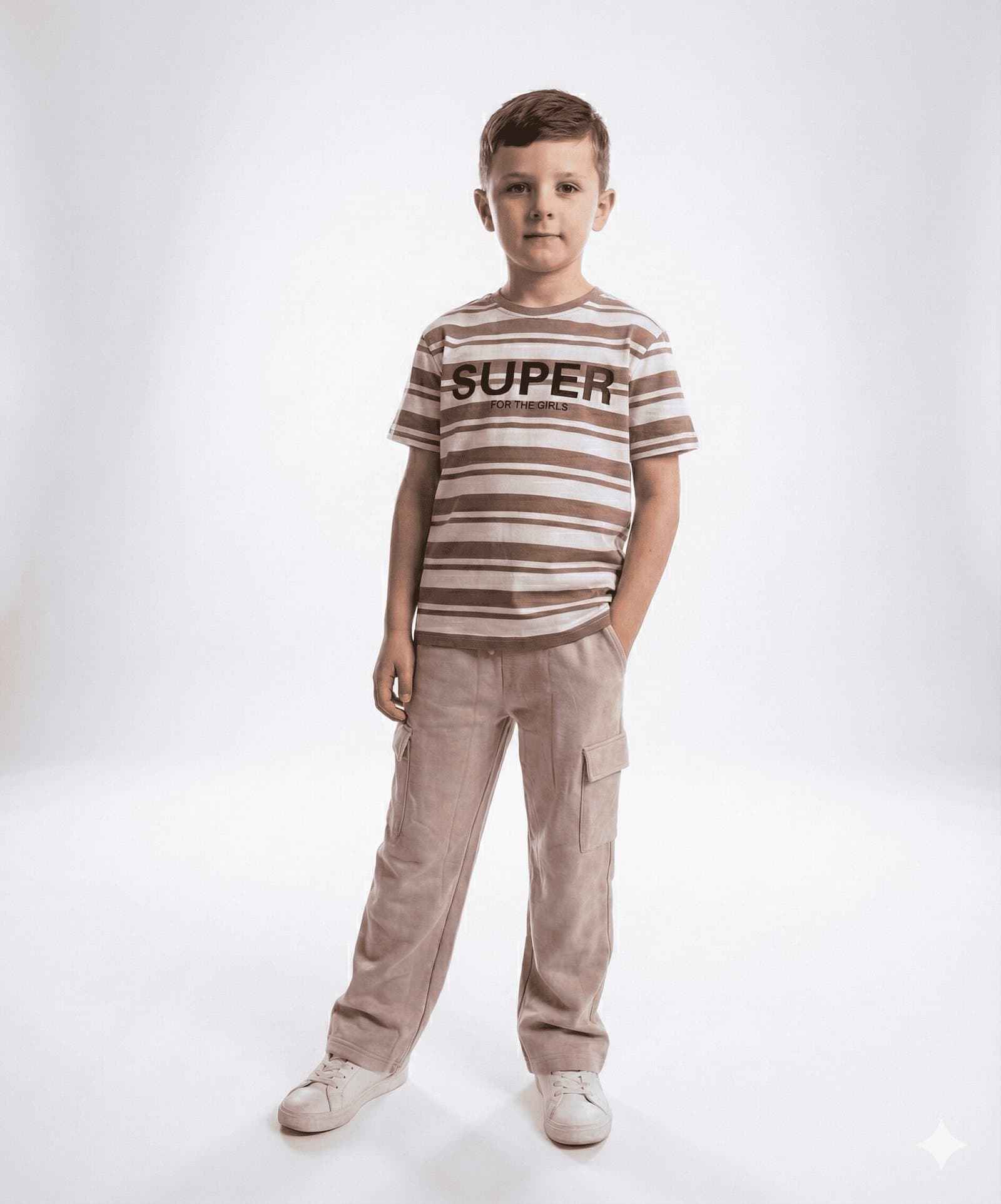The "Super" Stripe & Cargo Explorer Set DUSTY ROSE AND WHITE — image 3
