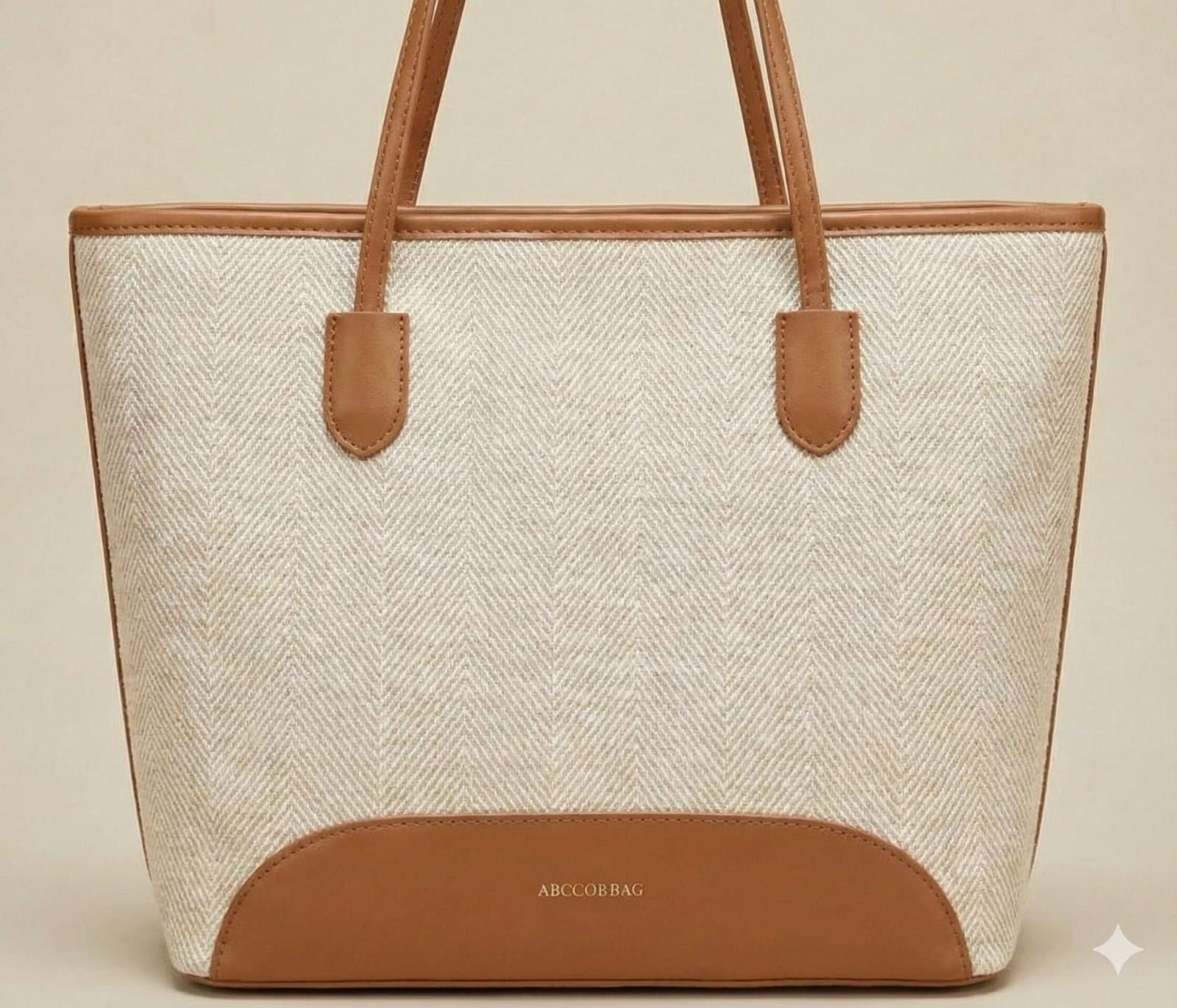 The Siena Herringbone Woven Tote Tan — image 3