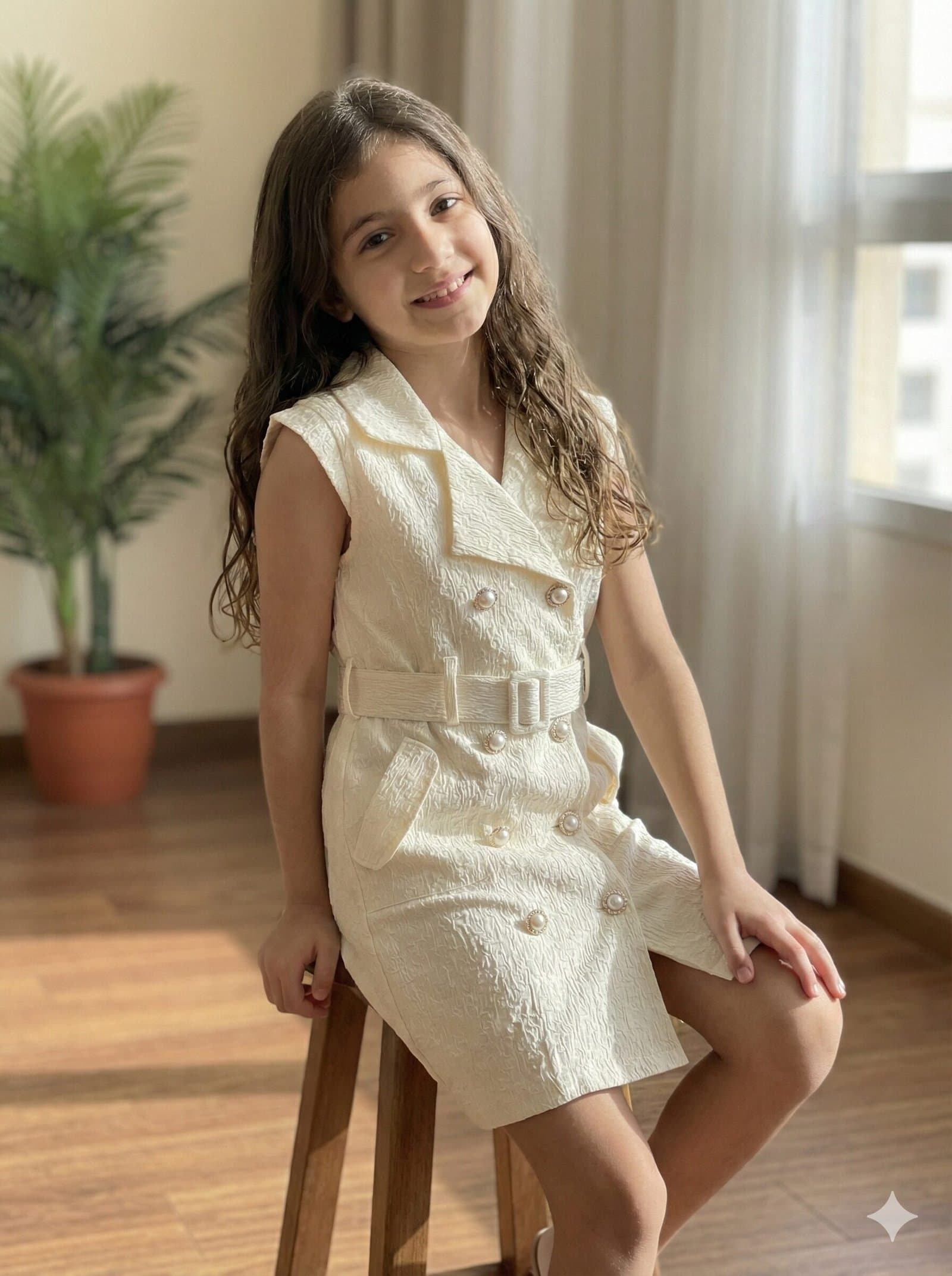 Classic Heritage Sleeveless Trench Dress– White — image 1