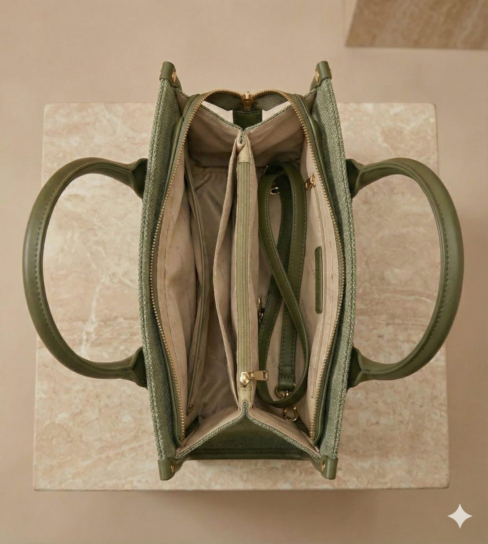 Canarlisa Structured Canvas Tote Bag – Olive Green — image 4