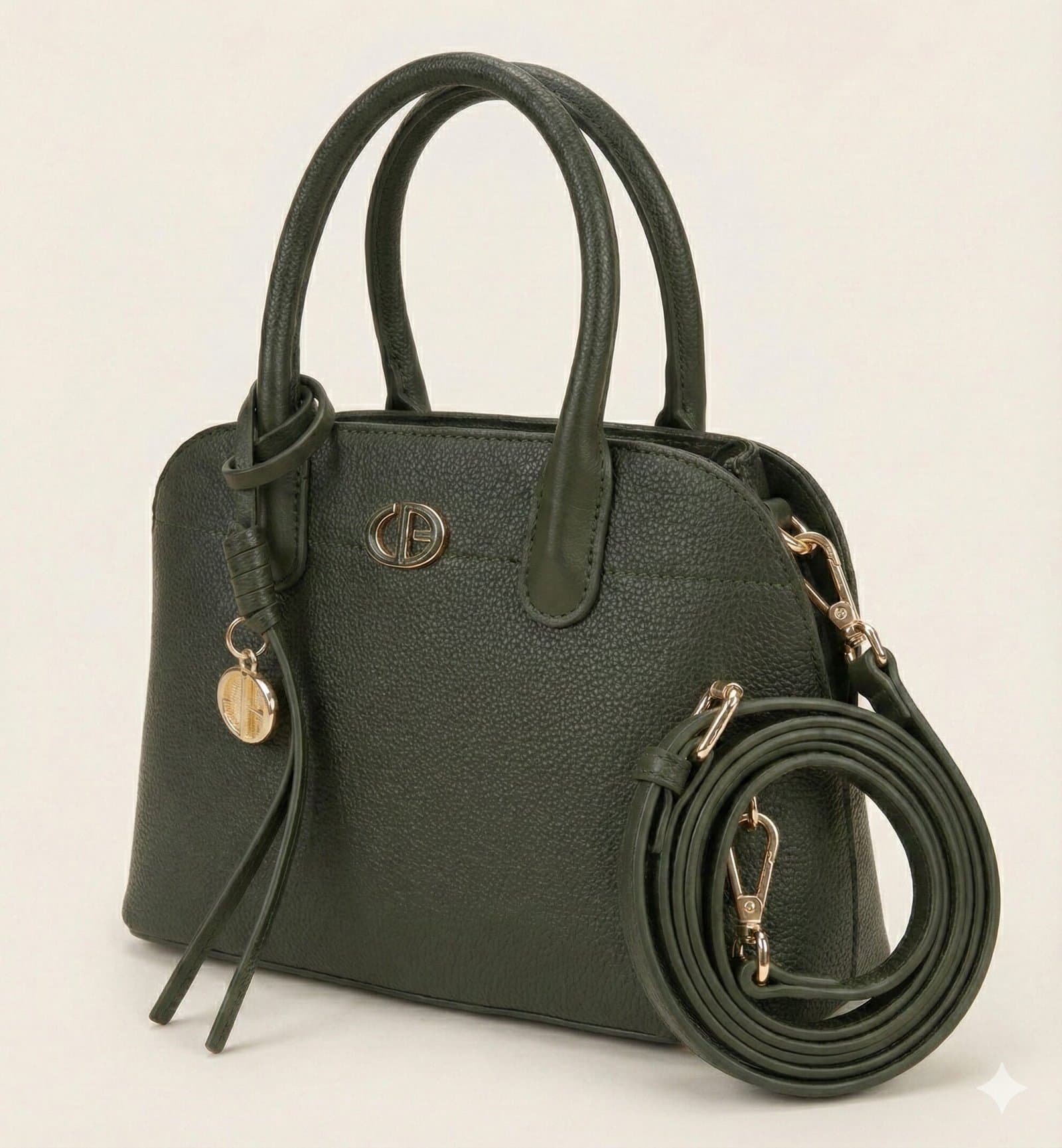 The Pebbled Dome Satchel with Charm – Forest Green — image 2