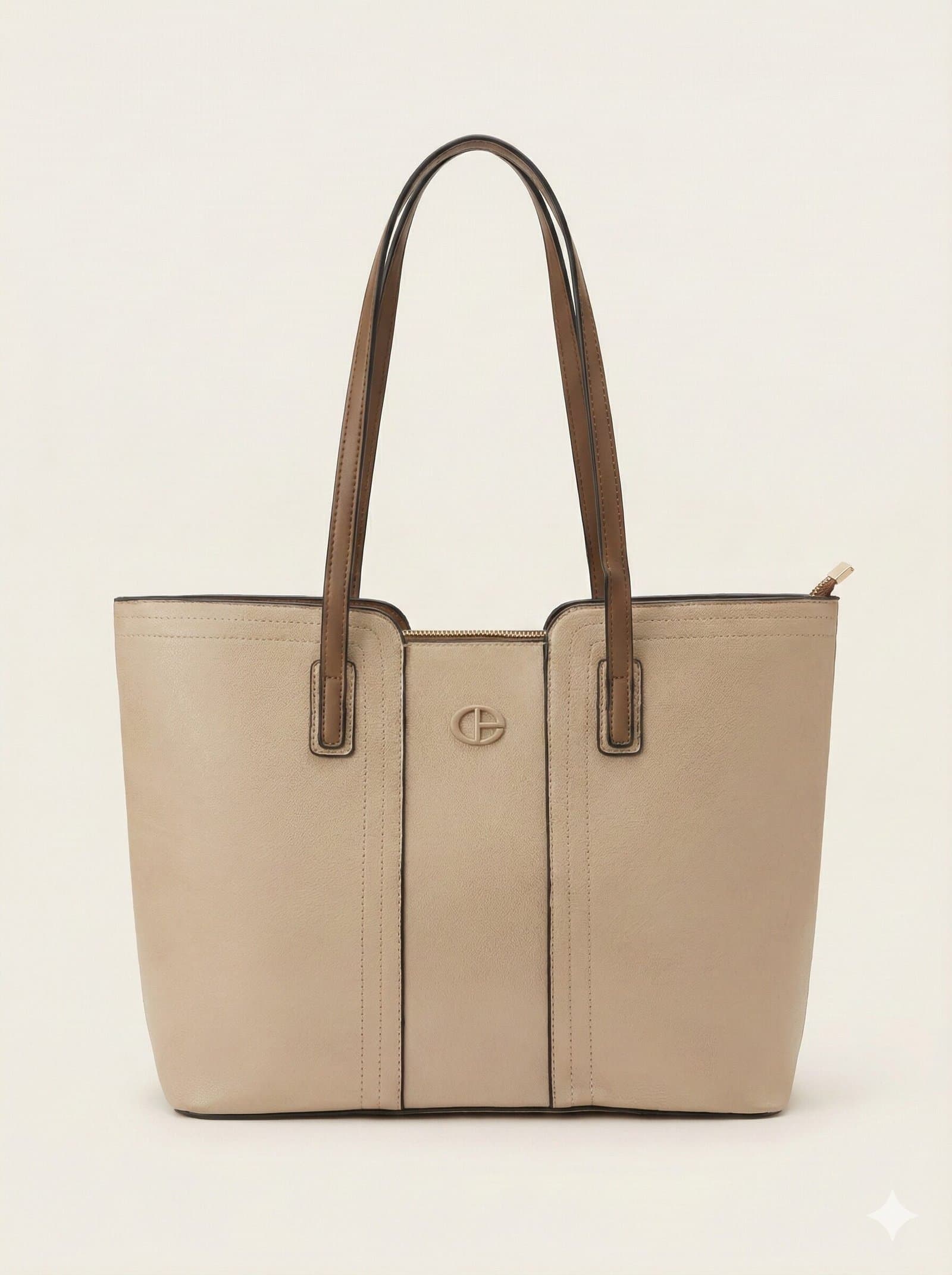 The Essential Two-Tone Tote – Beige & Taupe — image 1