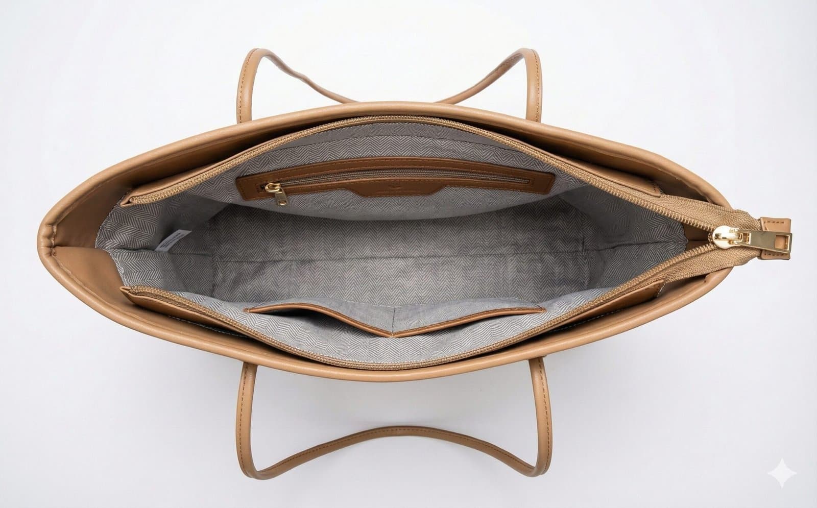 The Siena Herringbone Woven Tote Natural Beige — image 3