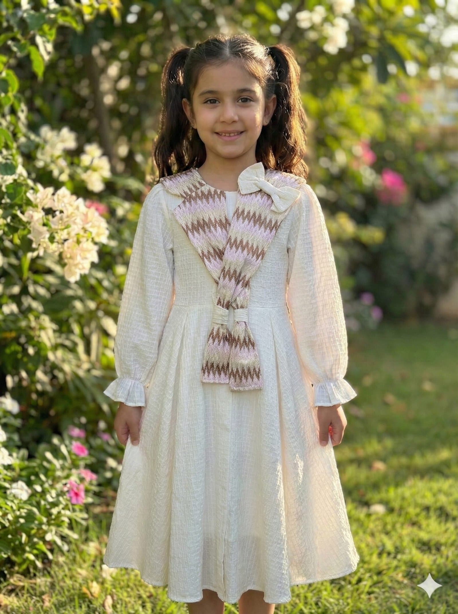 The Chevron Knit Sailor Dress – Ivory & Rose — image 1