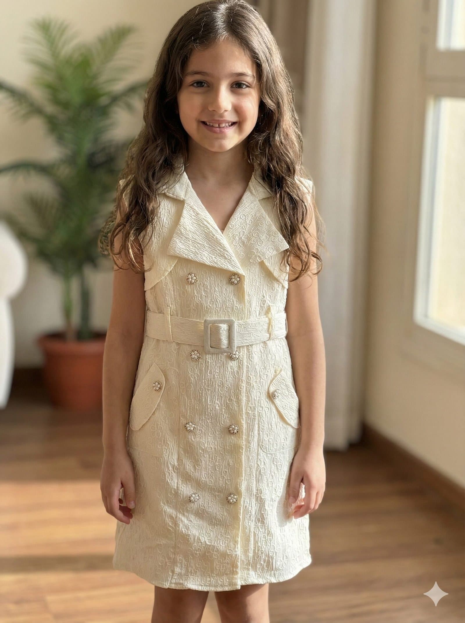 Classic Heritage Sleeveless Trench Dress– White — image 3