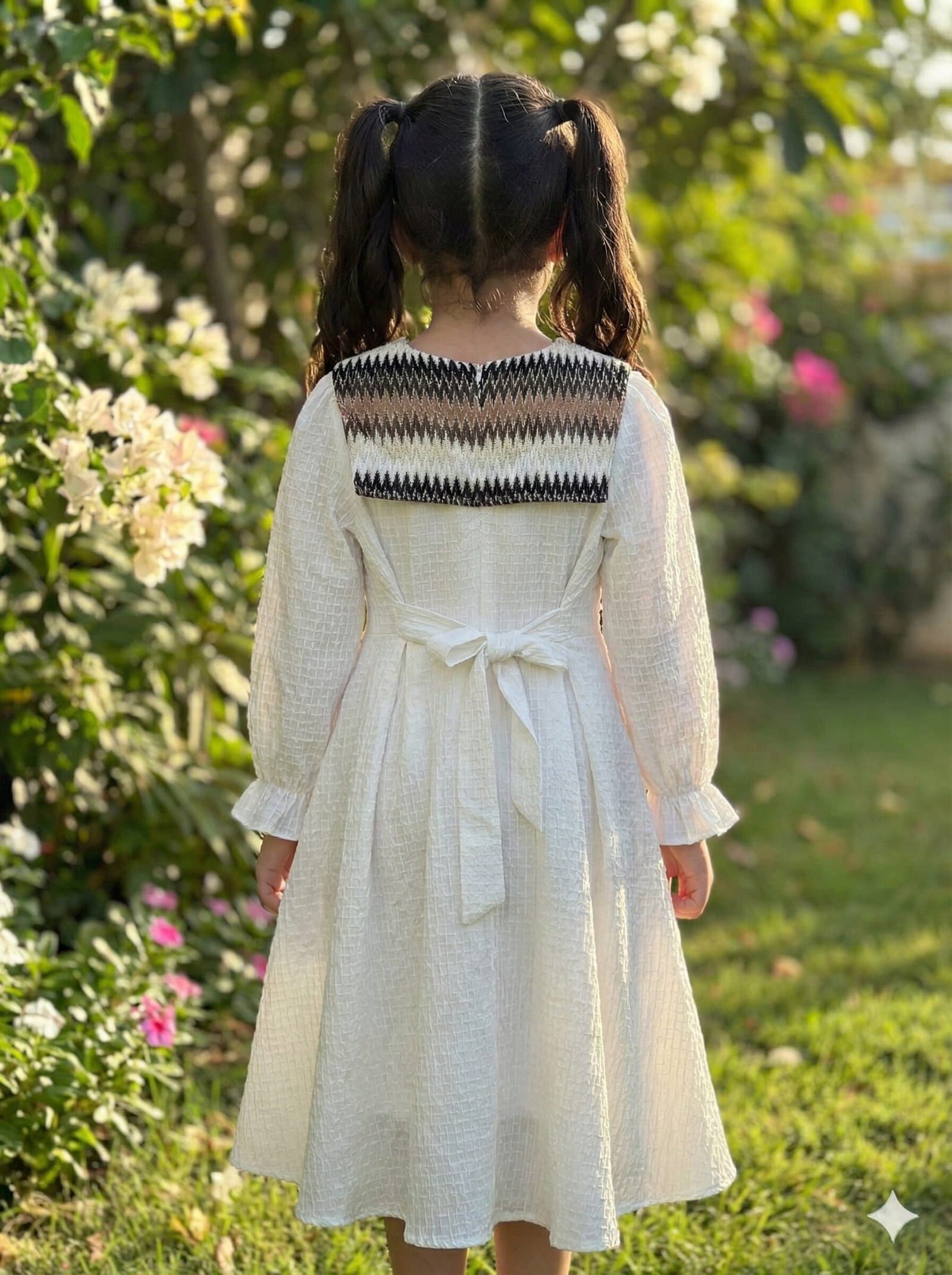 The Chevron Knit Sailor Dress – Ivory & Earth Tones — image 3
