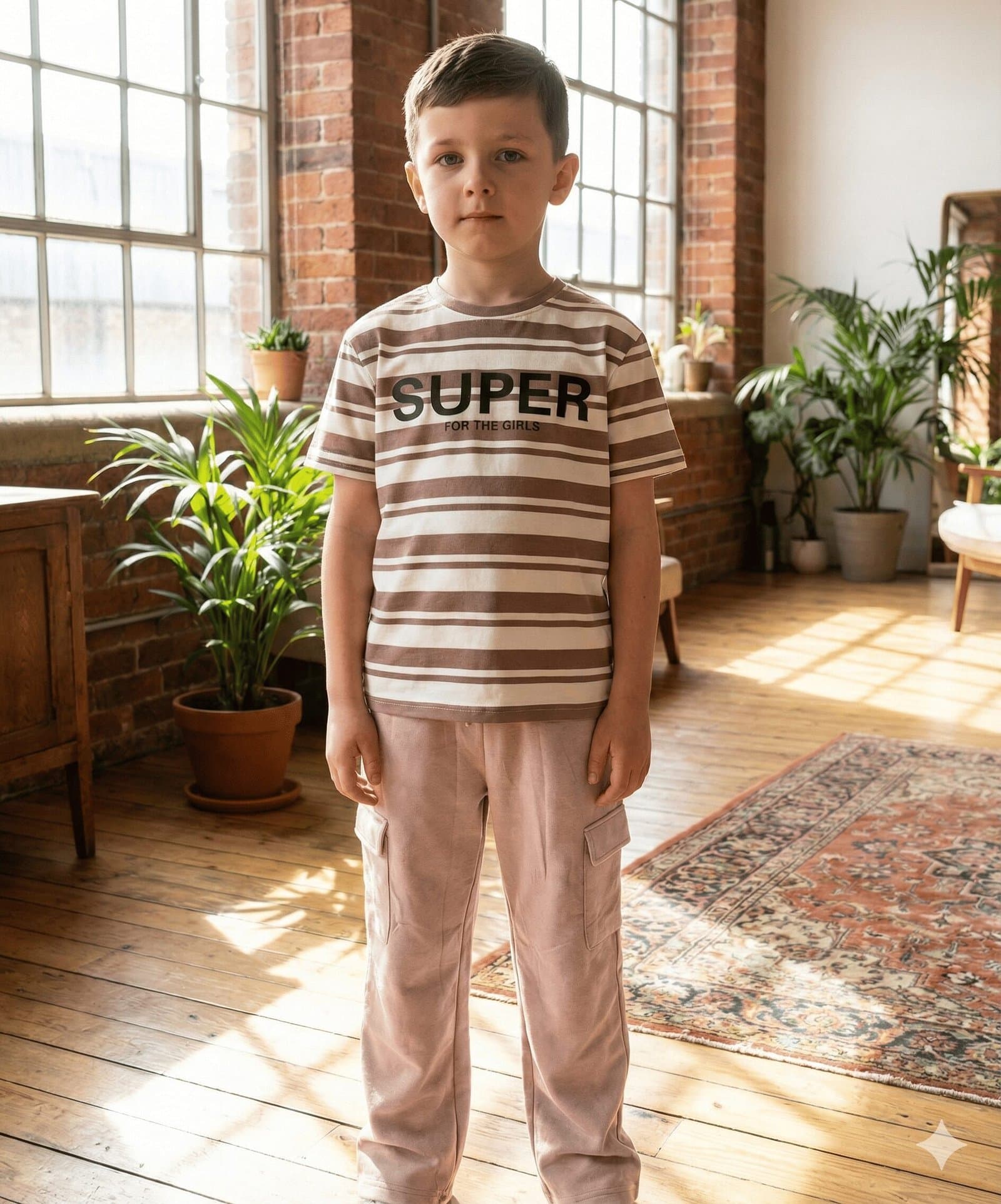 The "Super" Stripe & Cargo Explorer Set DUSTY ROSE AND WHITE — image 5