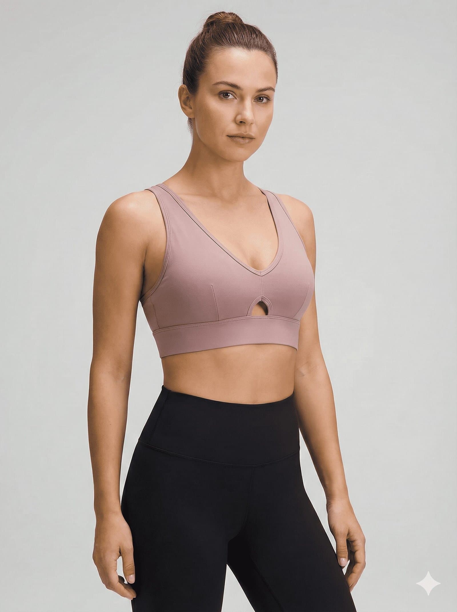 Dusty Pink Keyhole Adjustable Sports Bra — image 1