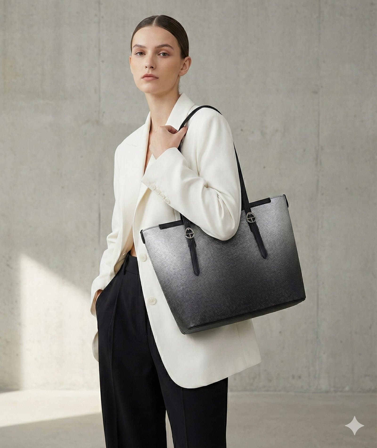 The Metallic Gradient Tote – Silver & Black — image 2