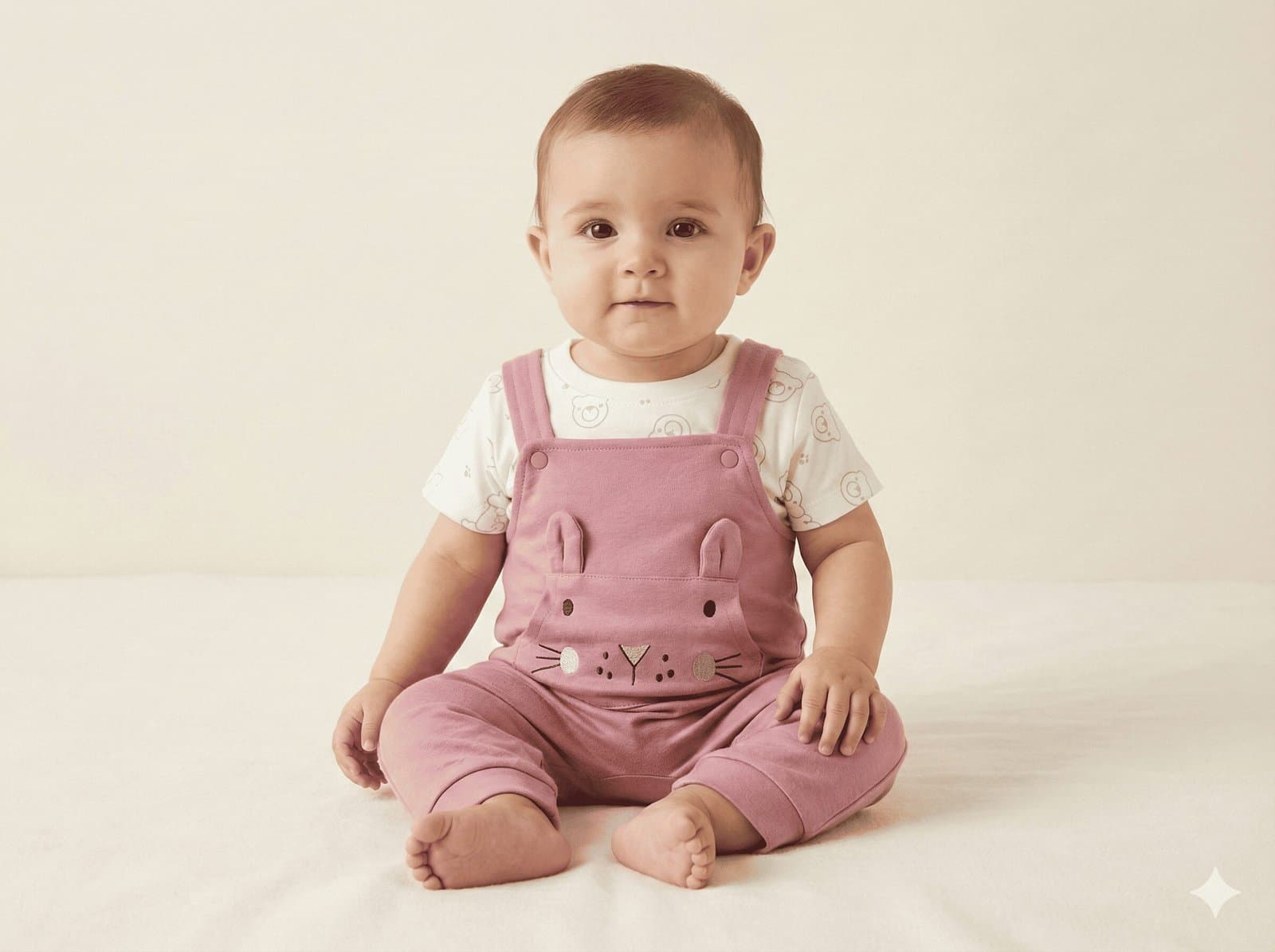 SPICE KIDS  BABY Dusty Pink Bunny Dungaree Set — image 1