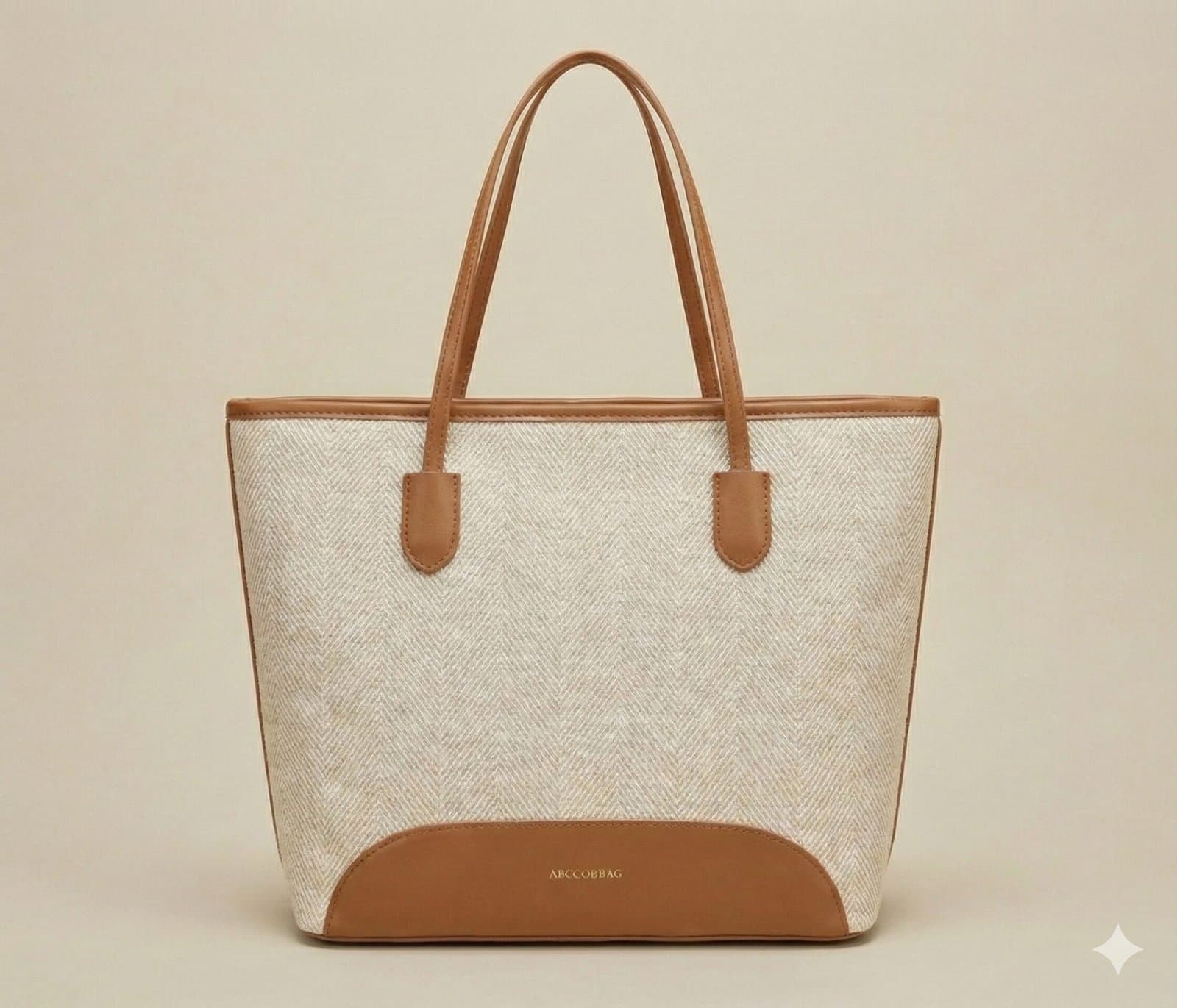 The Siena Herringbone Woven Tote Tan — image 1