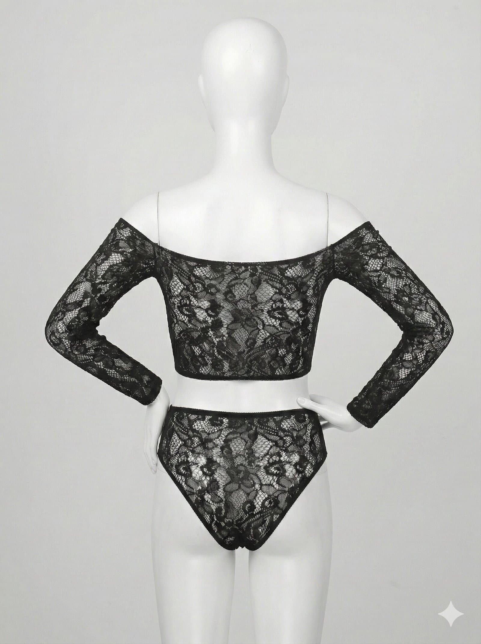 Long-Sleeve Lace Crop Top & Panty Set — image 3