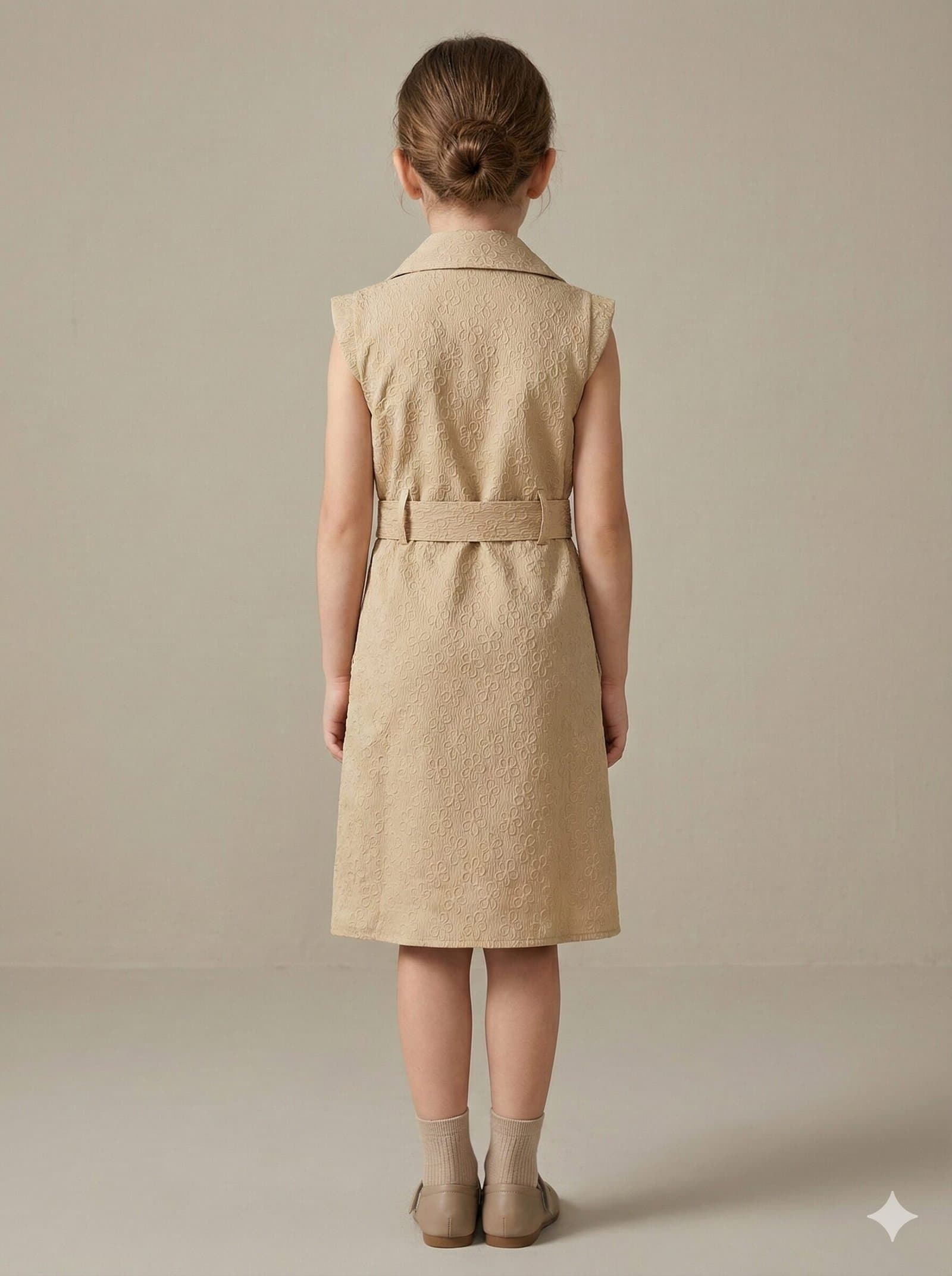 Classic Heritage Sleeveless Trench Dress– Beige Jacquard — image 4