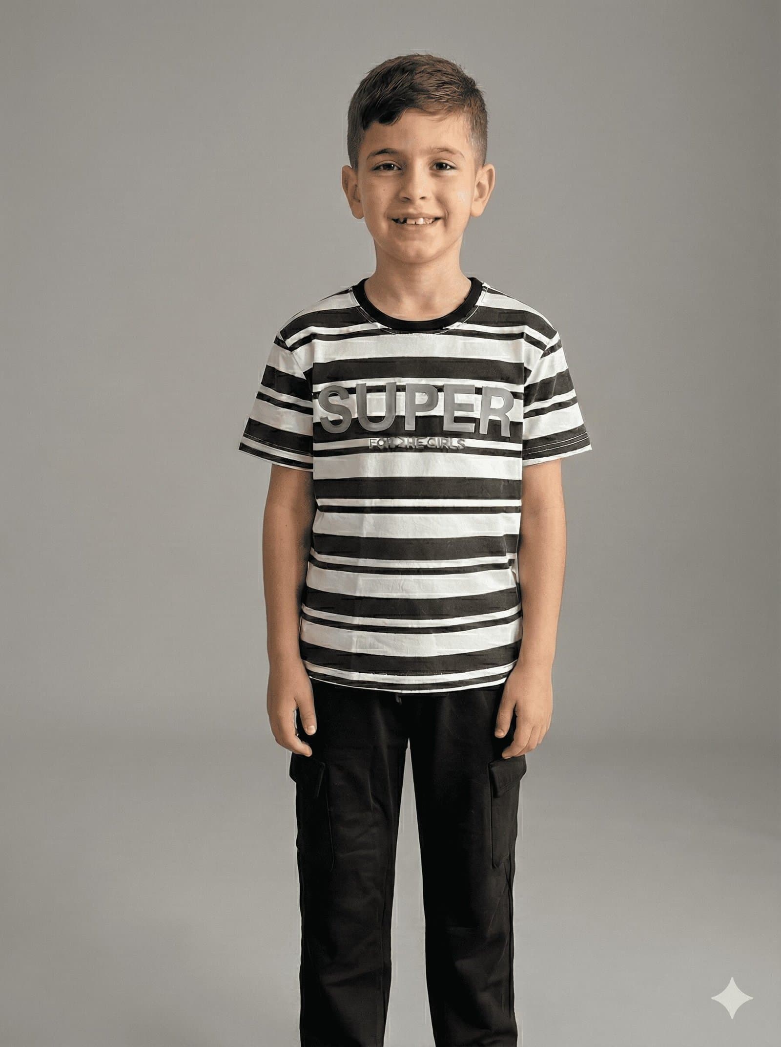 Urban Black & White Striped Tee & Cargo Pant Duo — image 5