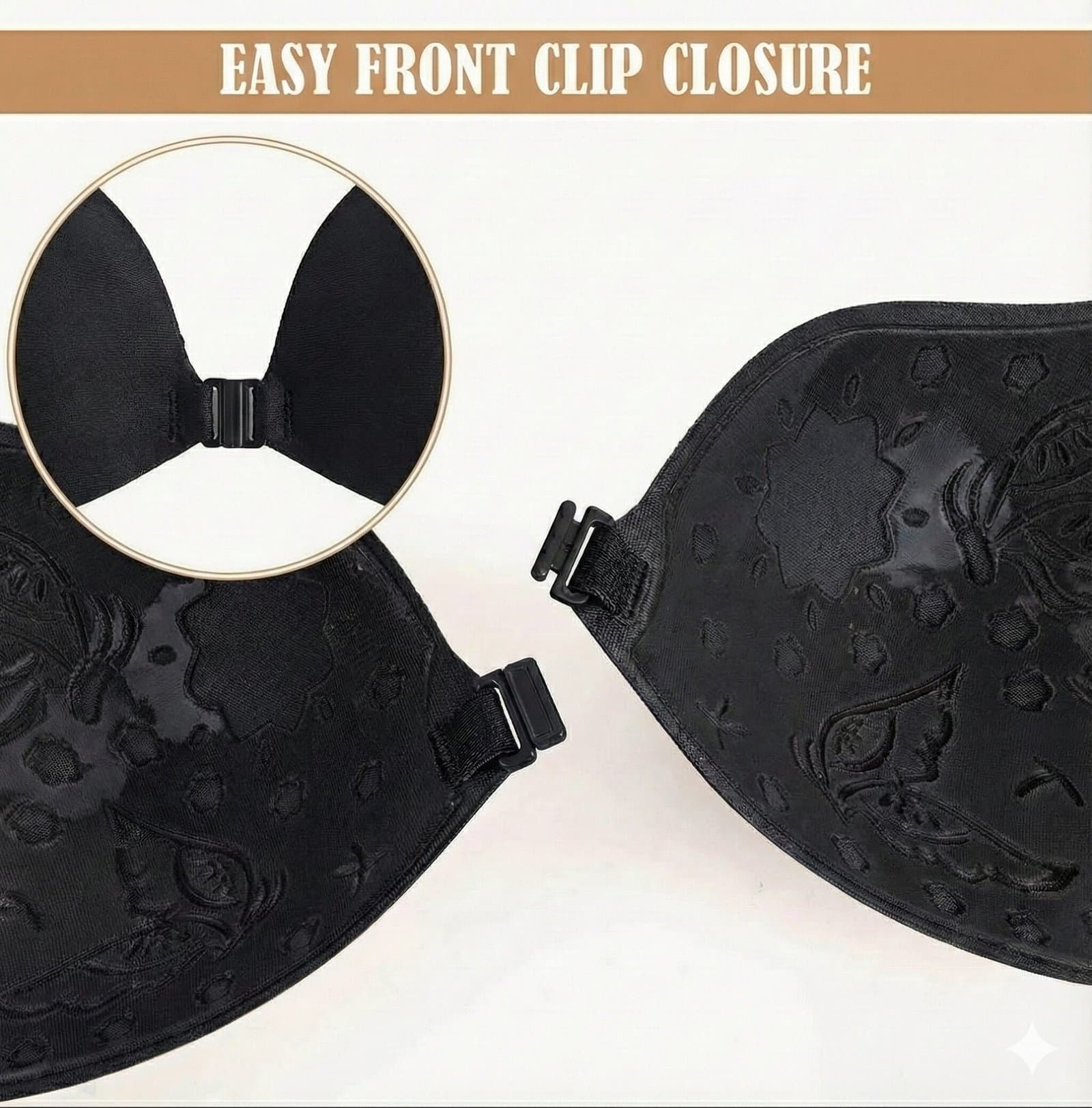 Invisible Wing-Shaped Strapless Adhesive Push-Up Bra – Black — image 3