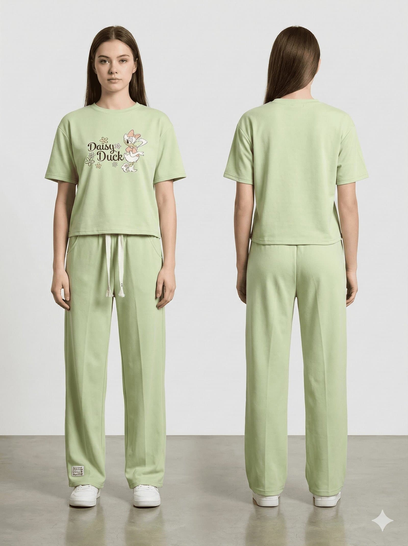Women's Relaxed Fit "Daisy" Tee & Trouser Duo Green — image 4