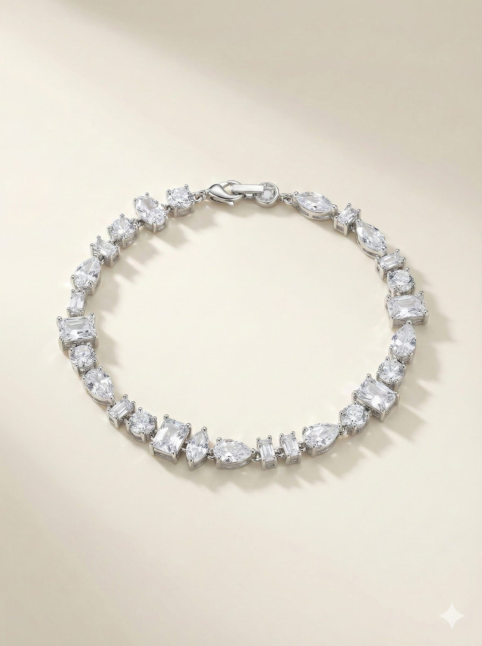 Silver-Tone Mixed-Cut Crystal Jewelry Set – Necklace, Bracelet & Double-Drop Earrings — image 5