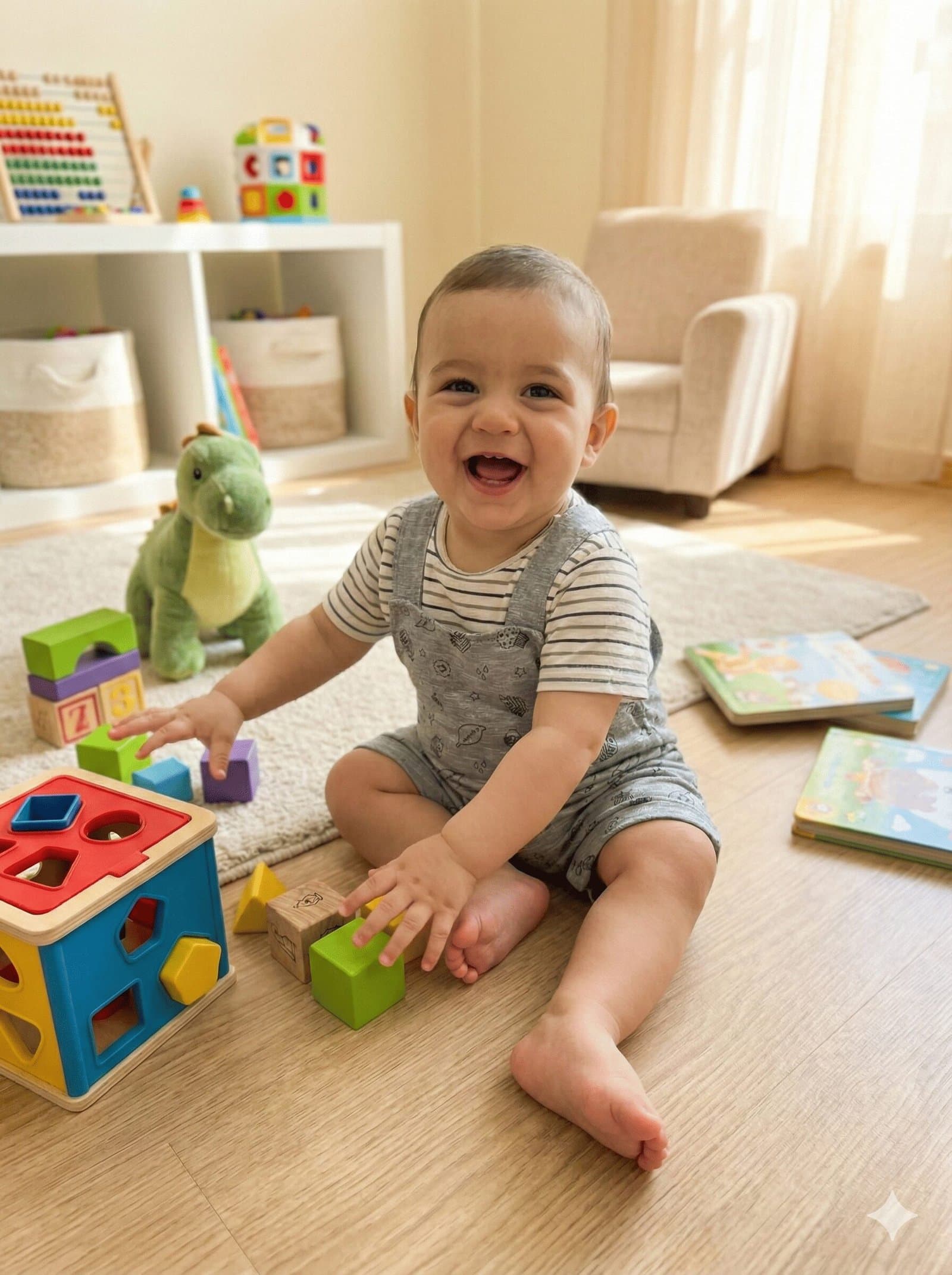 SPICE KIDS BABY Grey Doodle Bear Shortalls & Striped Tee — image 3
