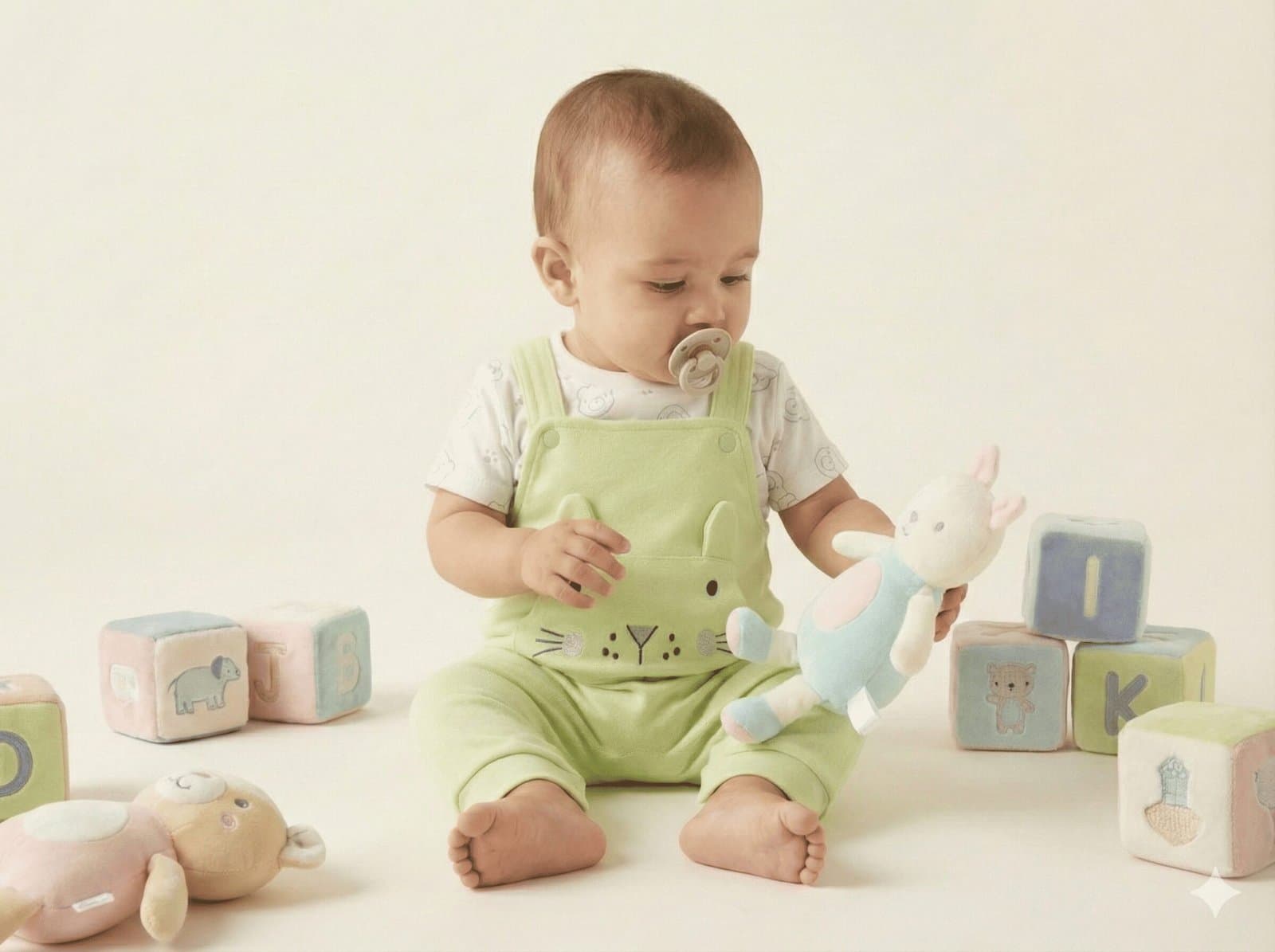 SPICE KIDS BABY Mint Green Bunny Dungaree Set — image 3