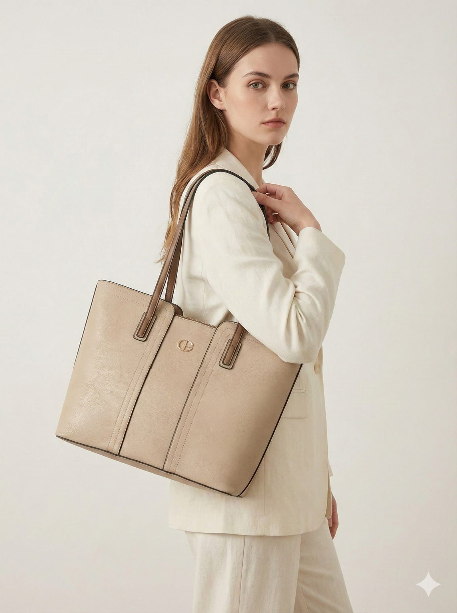 The Essential Two-Tone Tote – Beige & Taupe — image 4