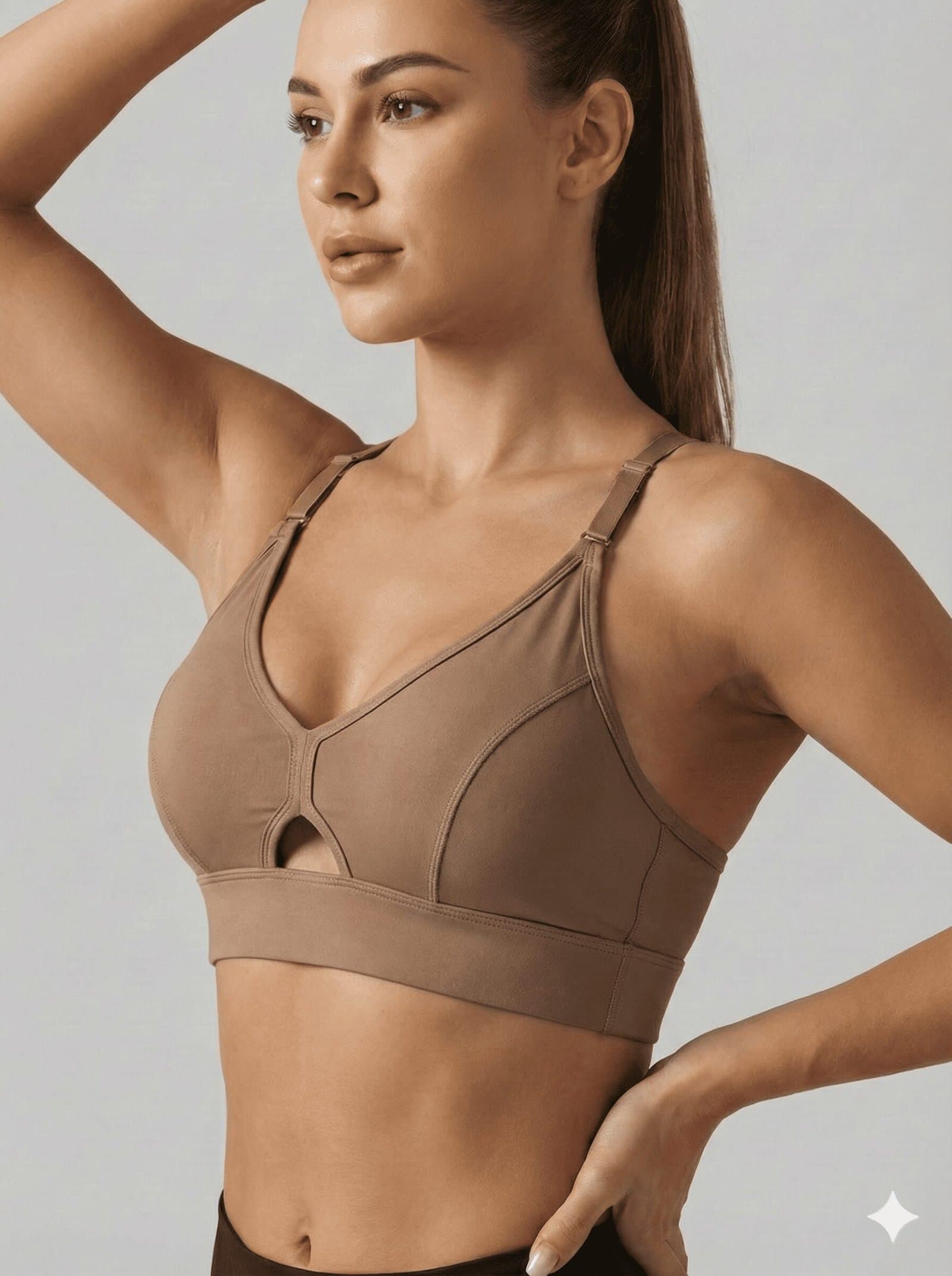 Mocha Keyhole Adjustable Sports Bra — image 1
