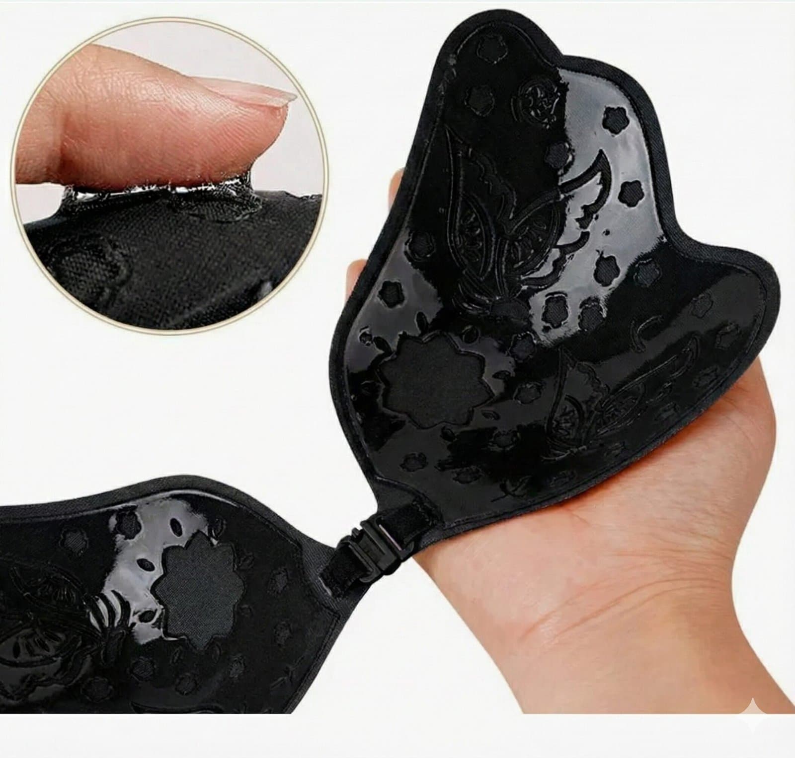 Invisible Wing-Shaped Strapless Adhesive Push-Up Bra – Black — image 4