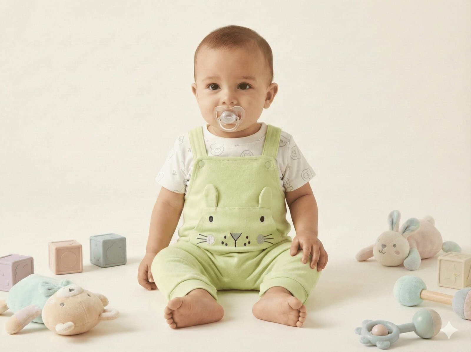 SPICE KIDS BABY Mint Green Bunny Dungaree Set — image 4