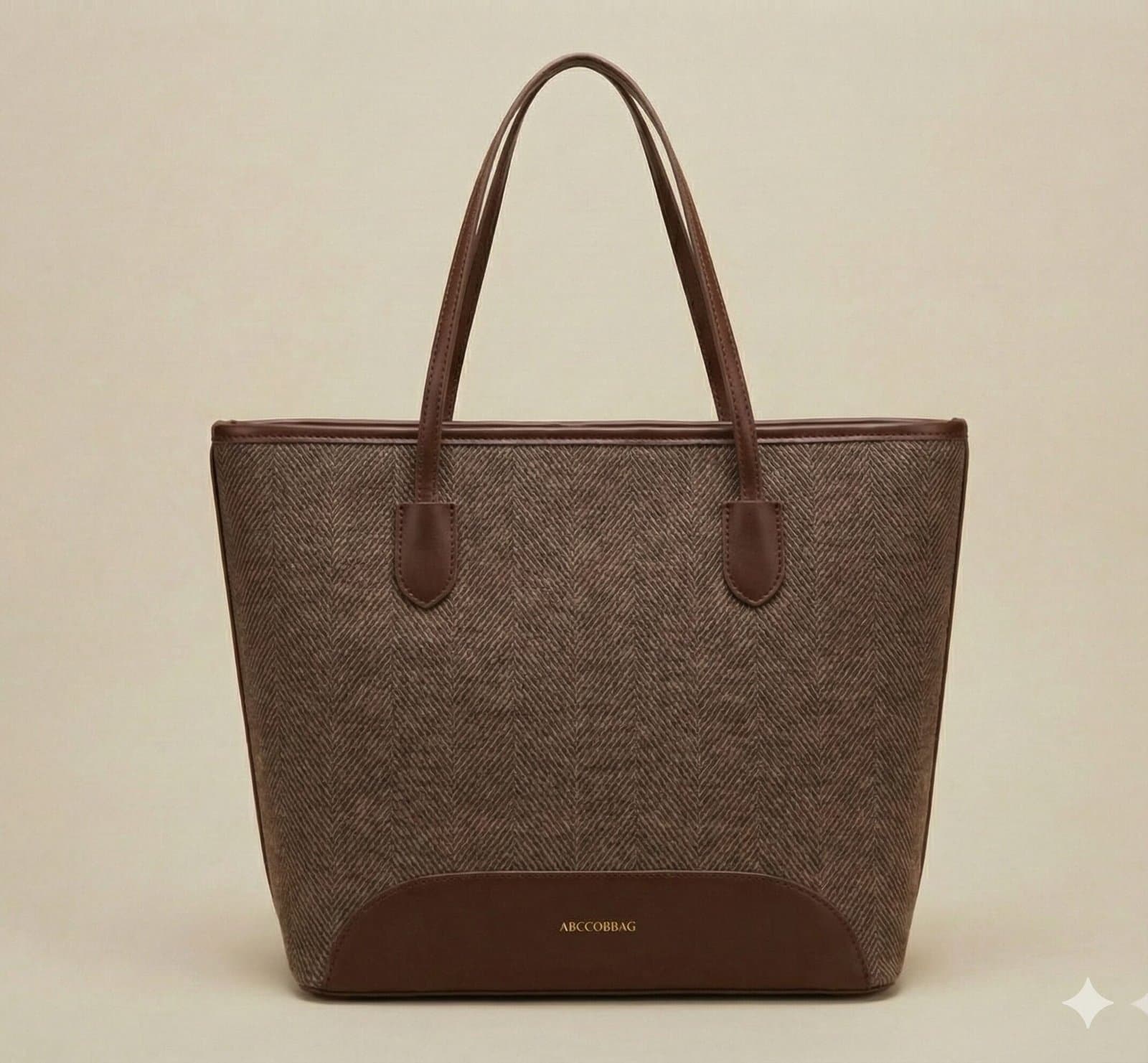 The Siena Herringbone Woven Tote Dark Chocolate — image 3