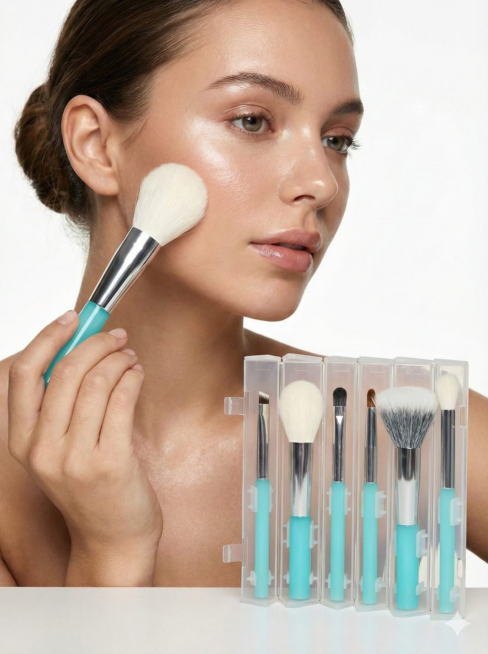 The "Mint Edition" 6-Piece Travel Makeup Brush Set with Convertible Standing Case — image 3