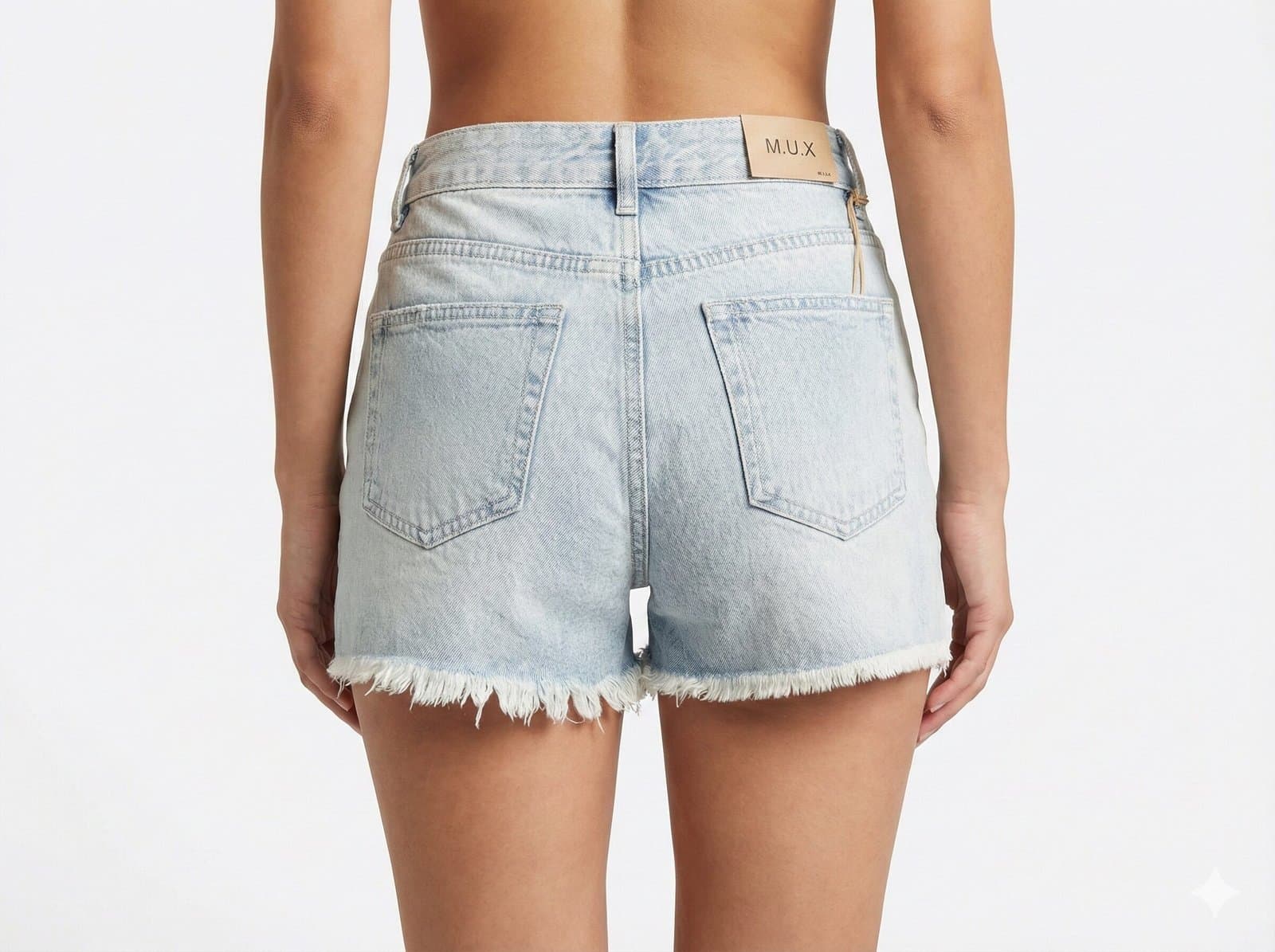 High-Rise Rhinestone Distressed Denim  Sky Blue Shorts — image 3