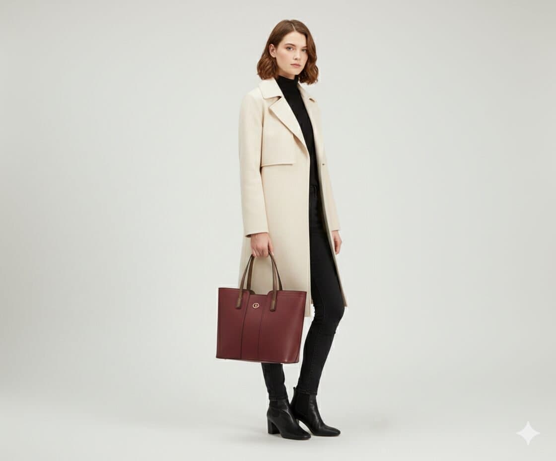 The Essential Two-Tone Tote – Deep Burgundy — image 2