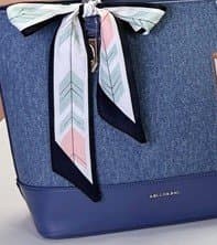 The Scarf-Accented Woven Tote – Denim Blue — image 3