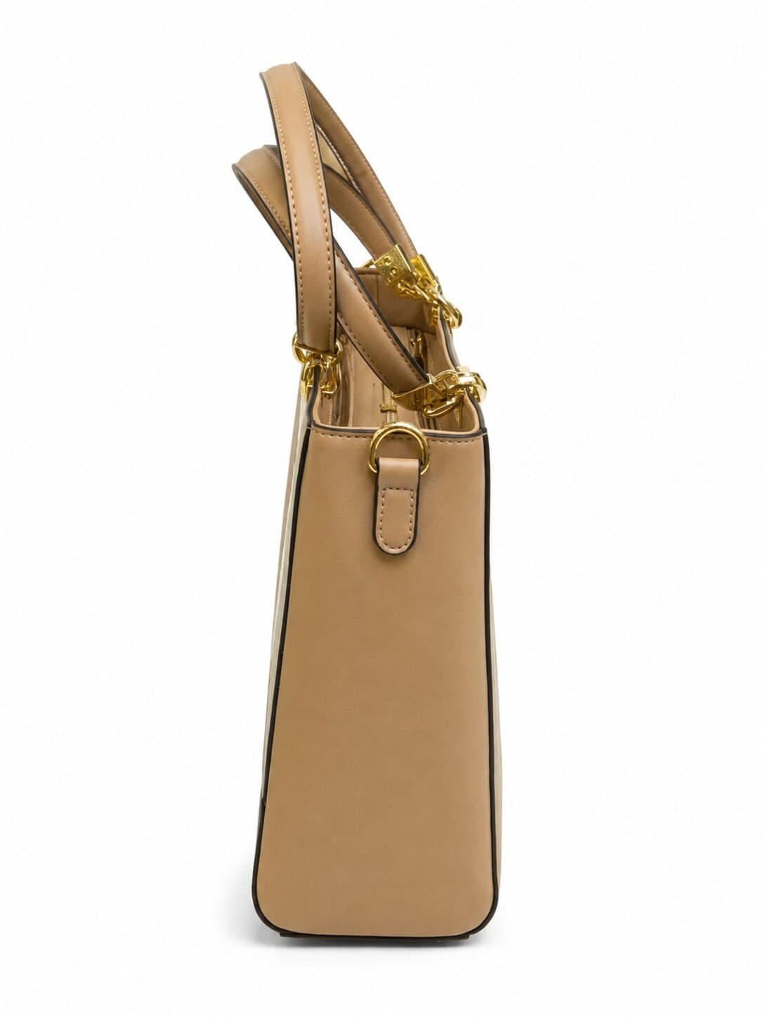 Classic Color-Block Structured Satchel with Shoulder Strap — image 2