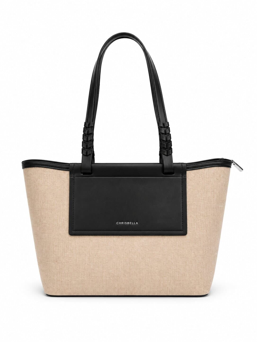 CHRISBELLA Luxe Woven Canvas Tote with Matching Pouch — image 1