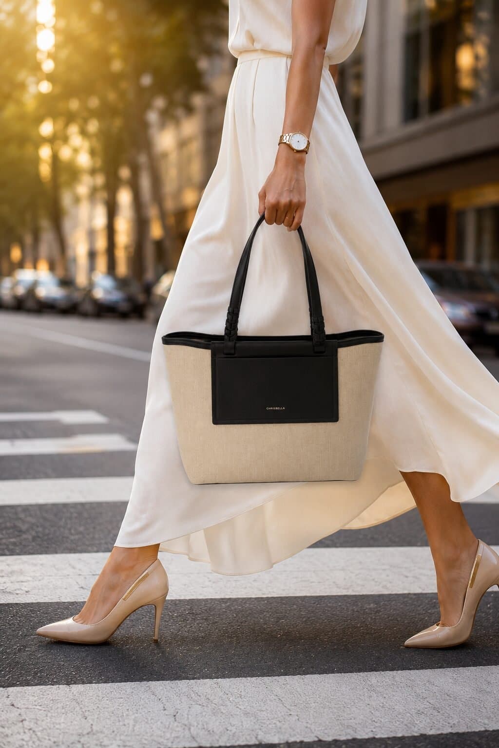 CHRISBELLA Luxe Woven Canvas Tote with Matching Pouch — image 5