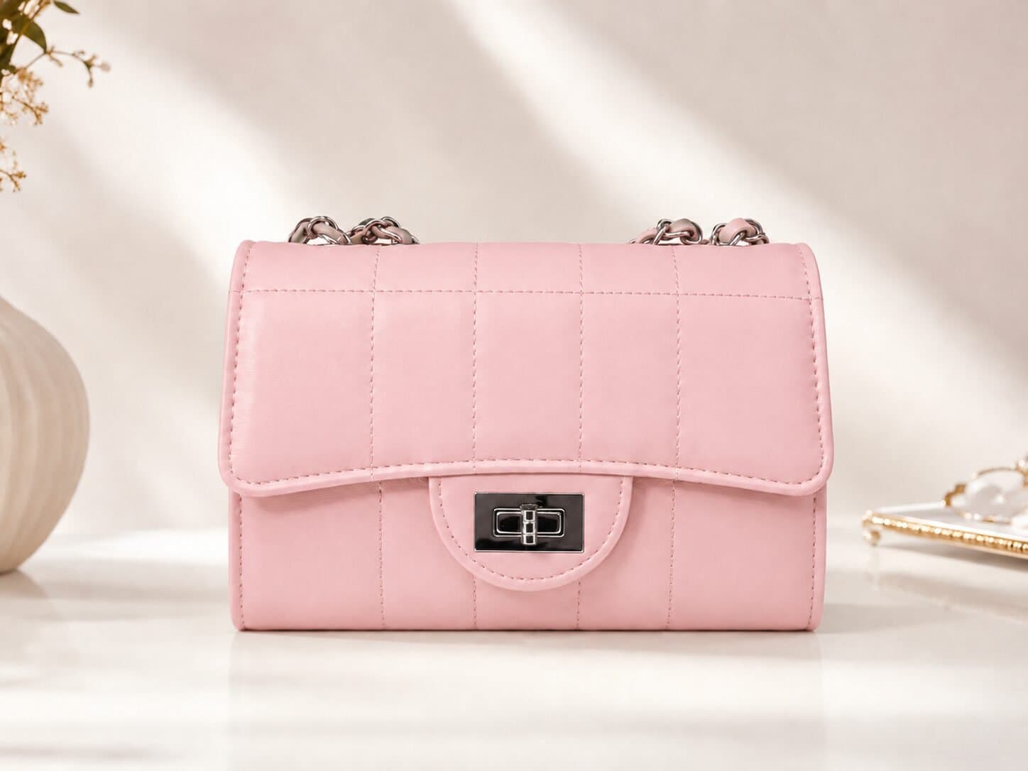 Blush Luxe Quilted Chain Shoulder Bag — image 6