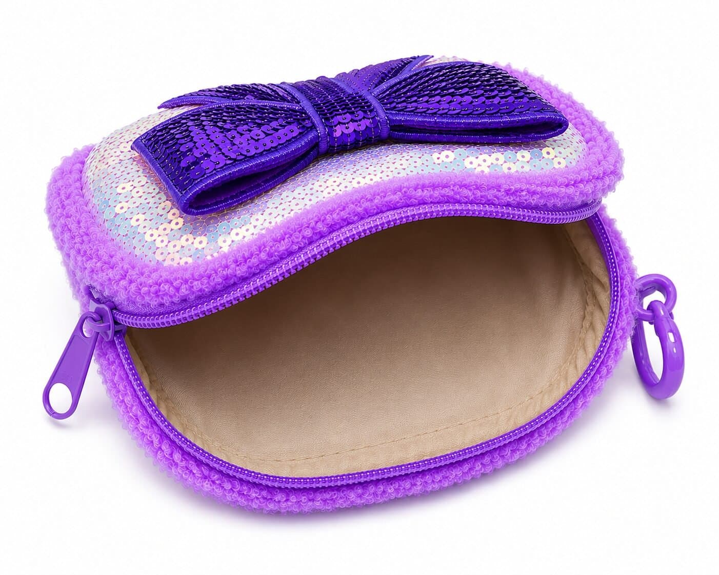 Twinkle Bow Glitter Mini Pouch Keychain – Purple — image 5