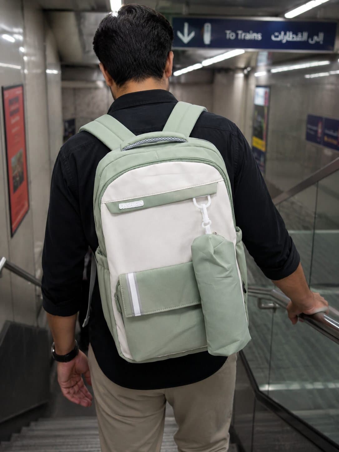 Sage Minimalist Utility Backpack with Bottle Pouch — image 5